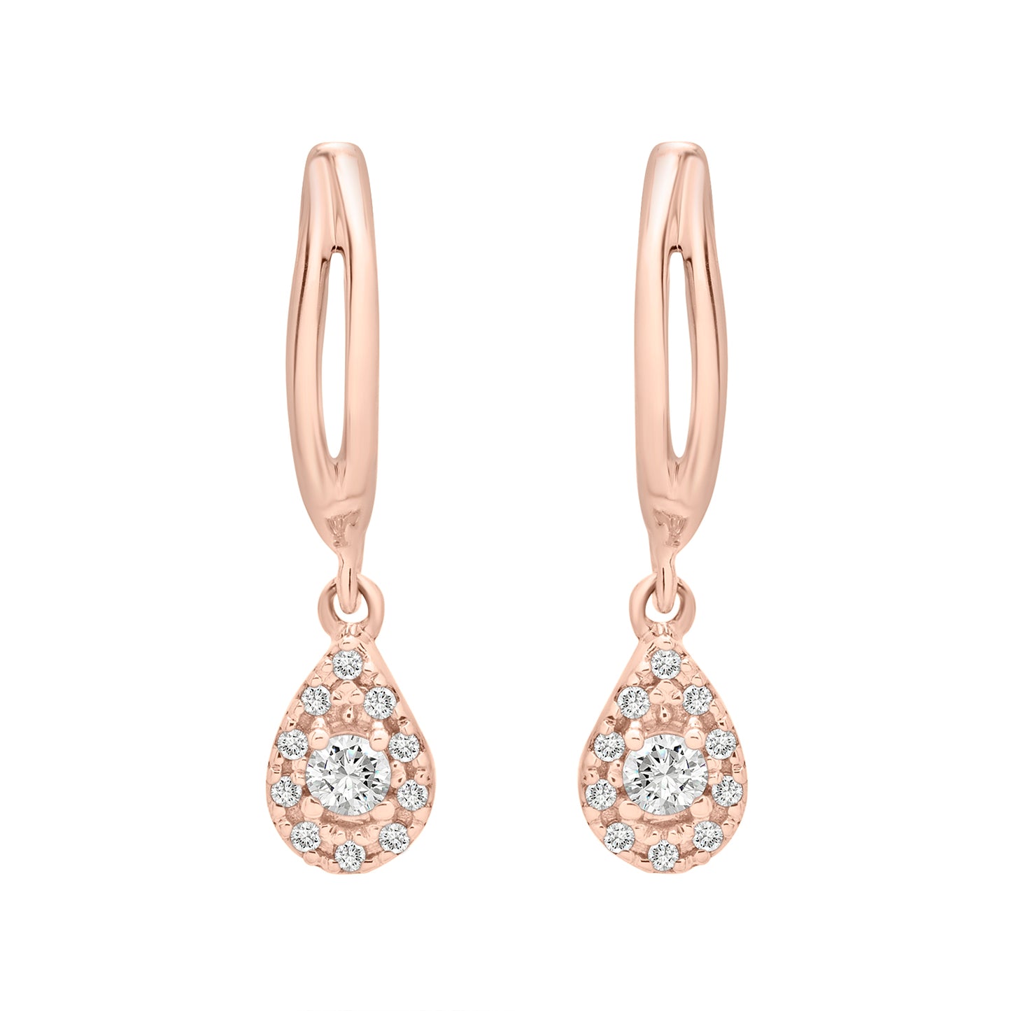 Edan Diamond Pear Dangle Earrings Placed In Rose Gold