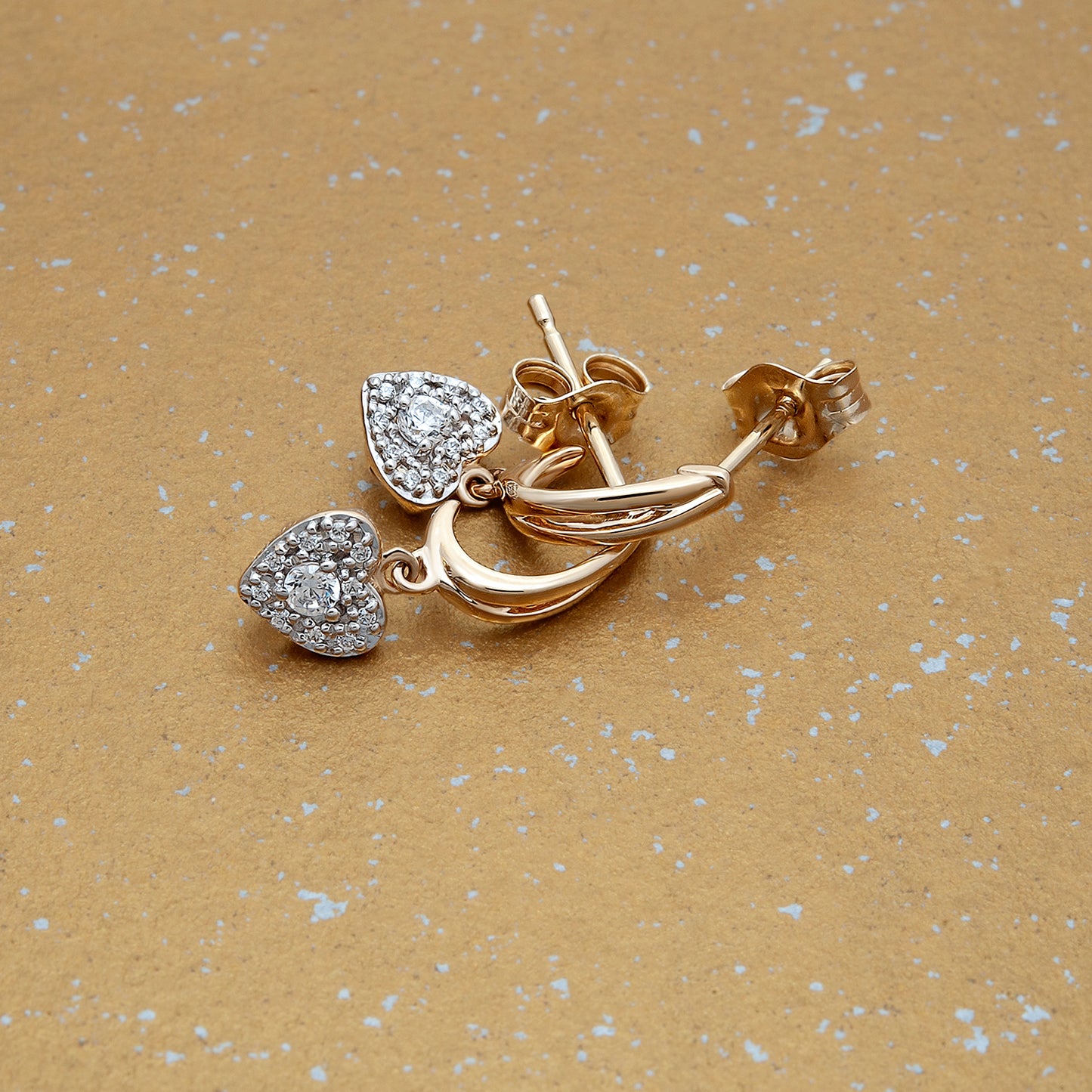 Etta Diamond Heart Dangle Earrings In Rose Gold