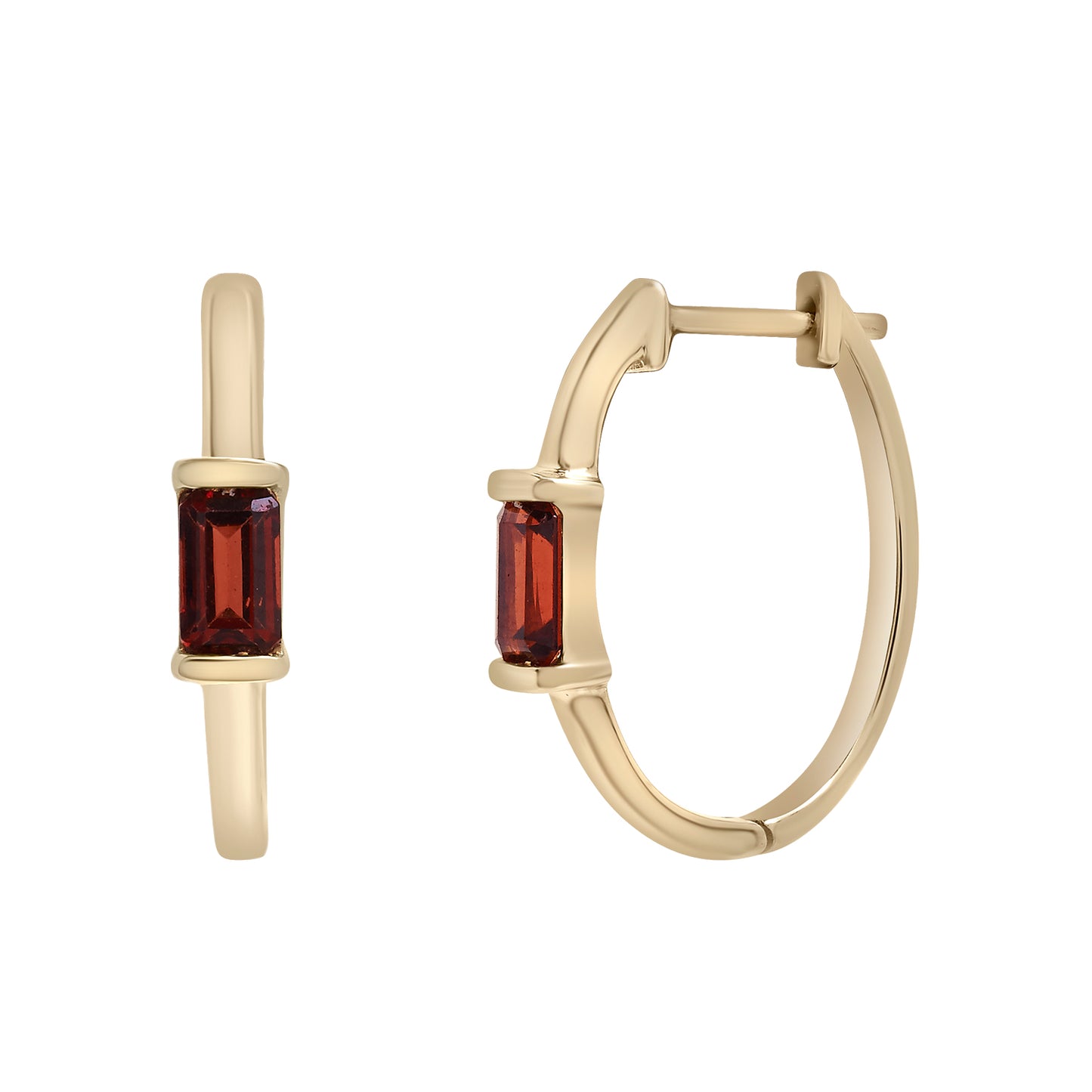 Hazel Single Garnet Gemstone Hoop Earrings
