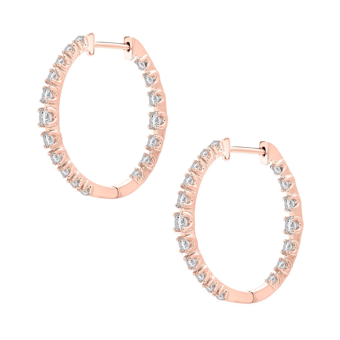 Hana Petite Diamond Hoop Earrings In Rose Gold