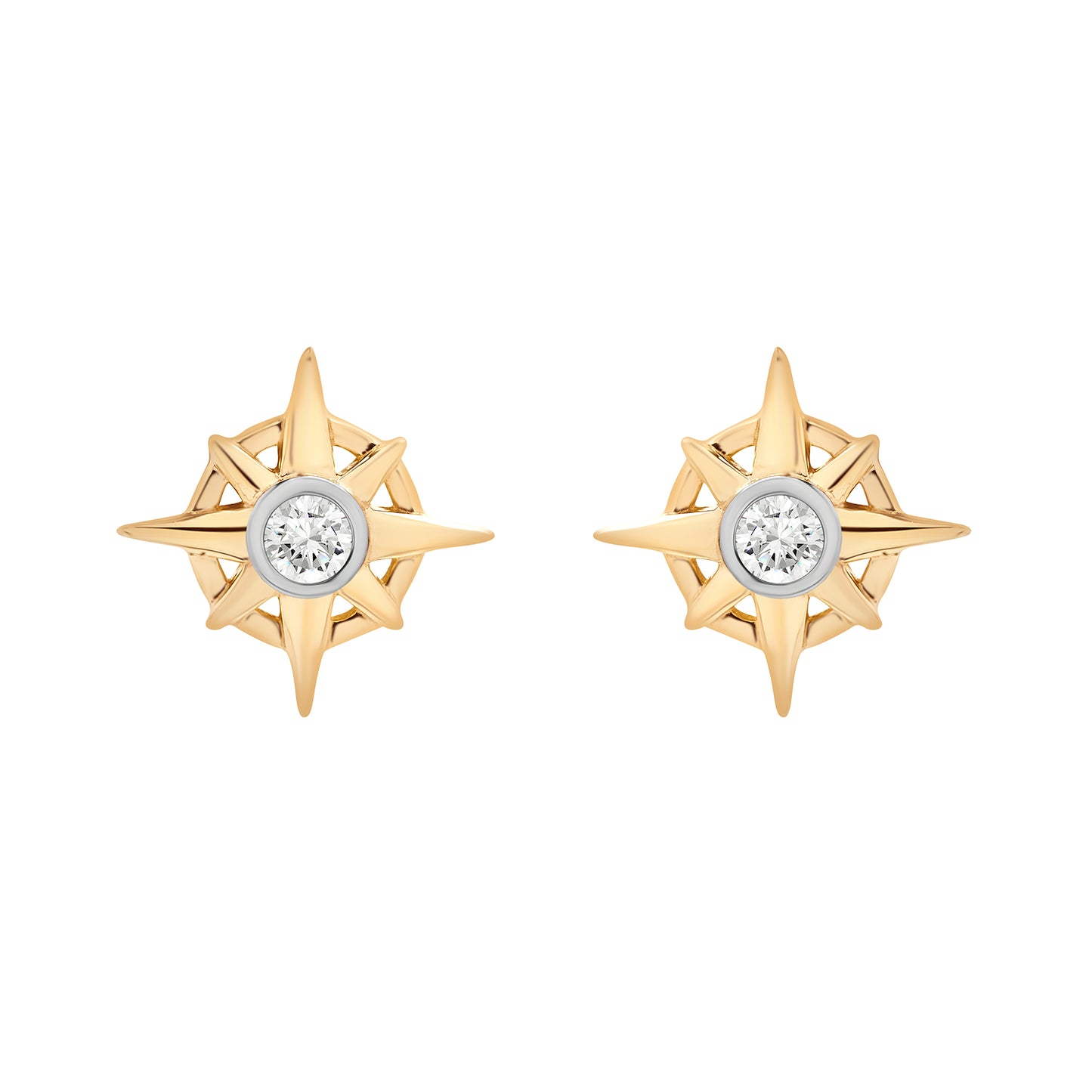 Phoenix Compass Diamond Stud Earrings