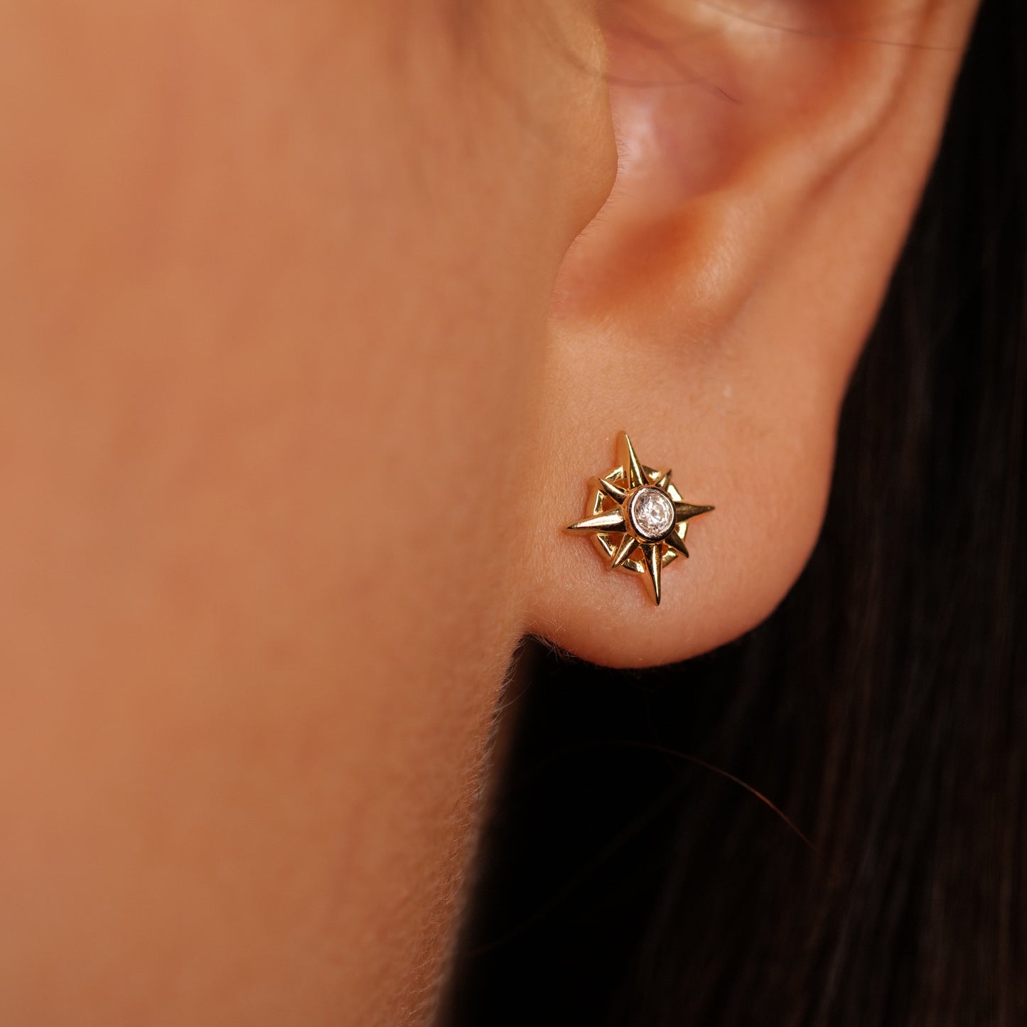 Phoenix Compass Diamond Stud for Ear
