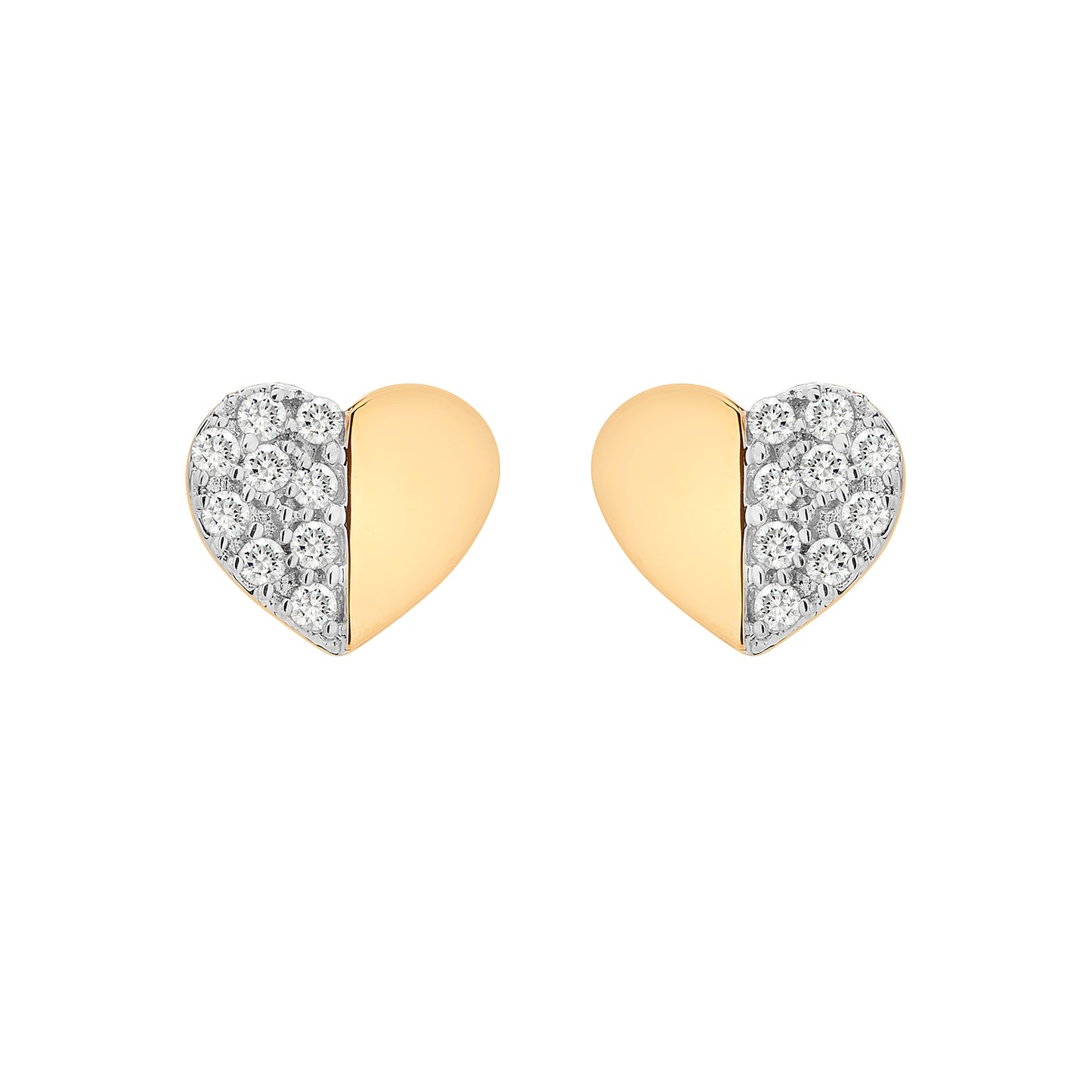 Encanta Gold and Diamond Heart Earrings
