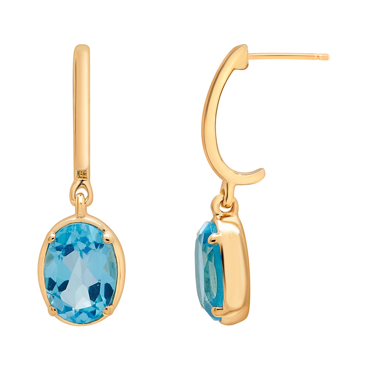 Blue Topaz Oval Dangle Earrings