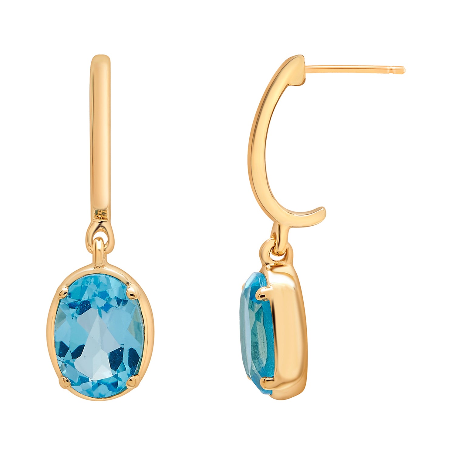 Blue Topaz Oval Dangle Earrings
