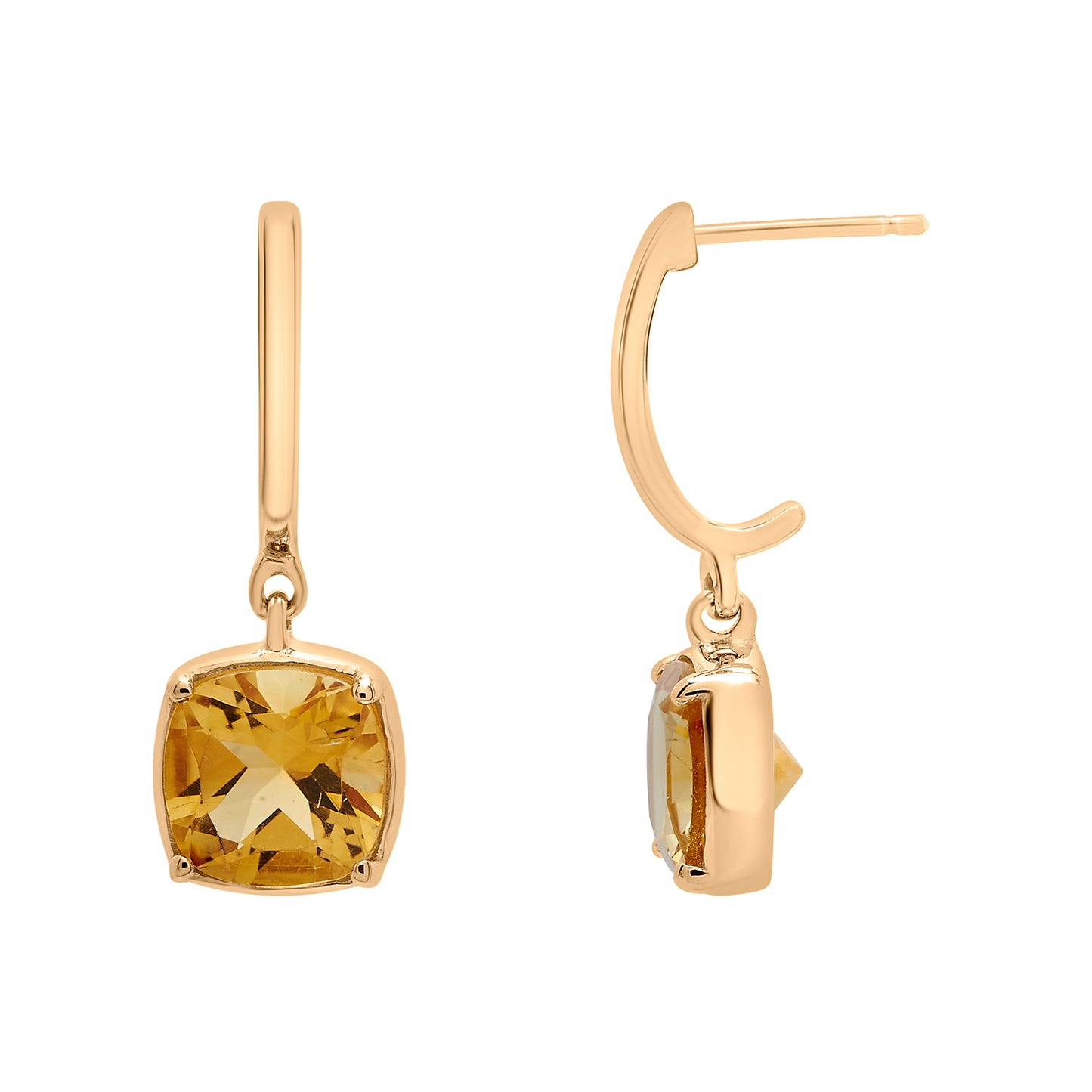 Citrine Cushion Dangle Earrings