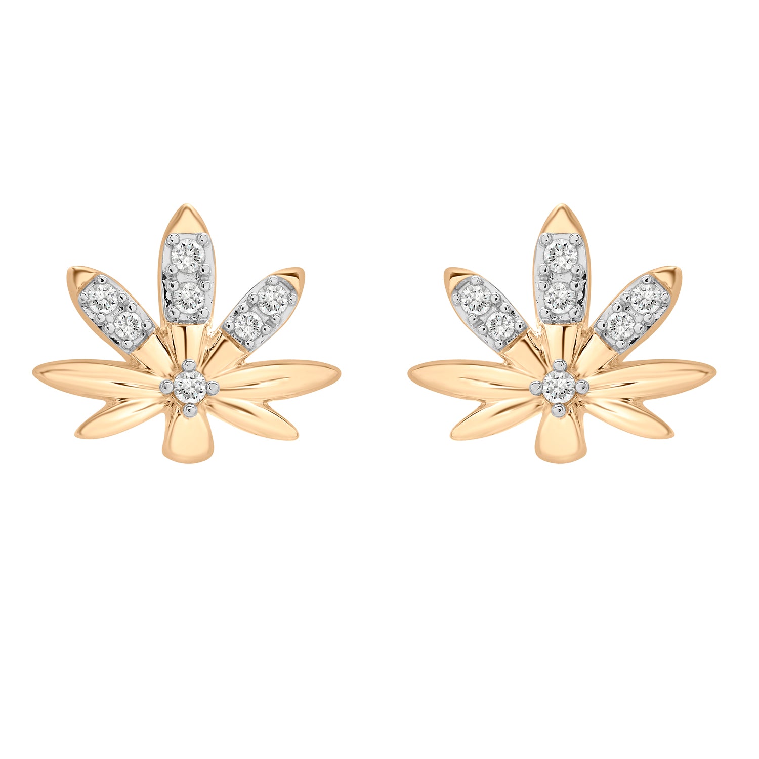 Mary Jane Diamond Leaf Stud Earrings