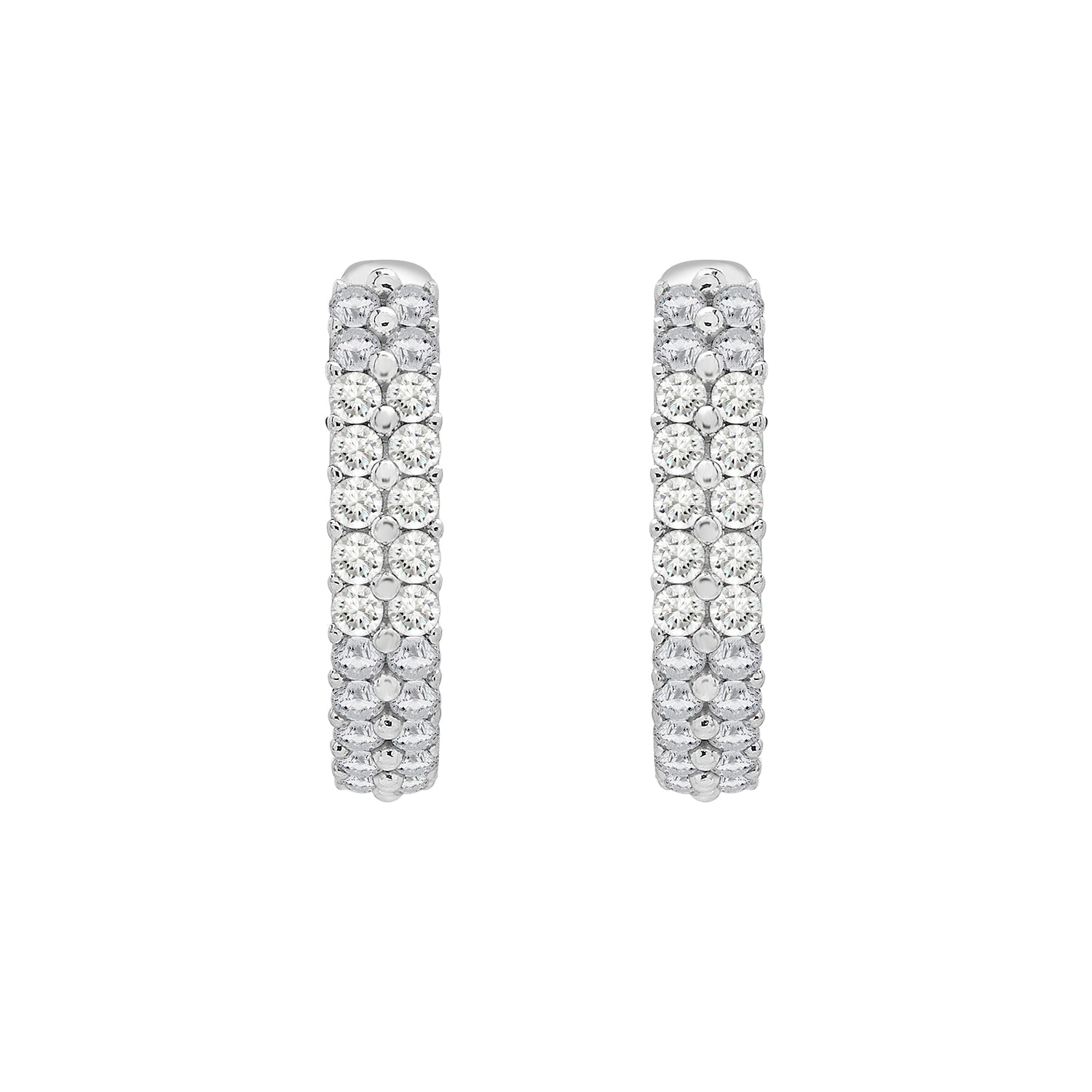 Hera Huggie Hoop Diamond Earrings from Front View