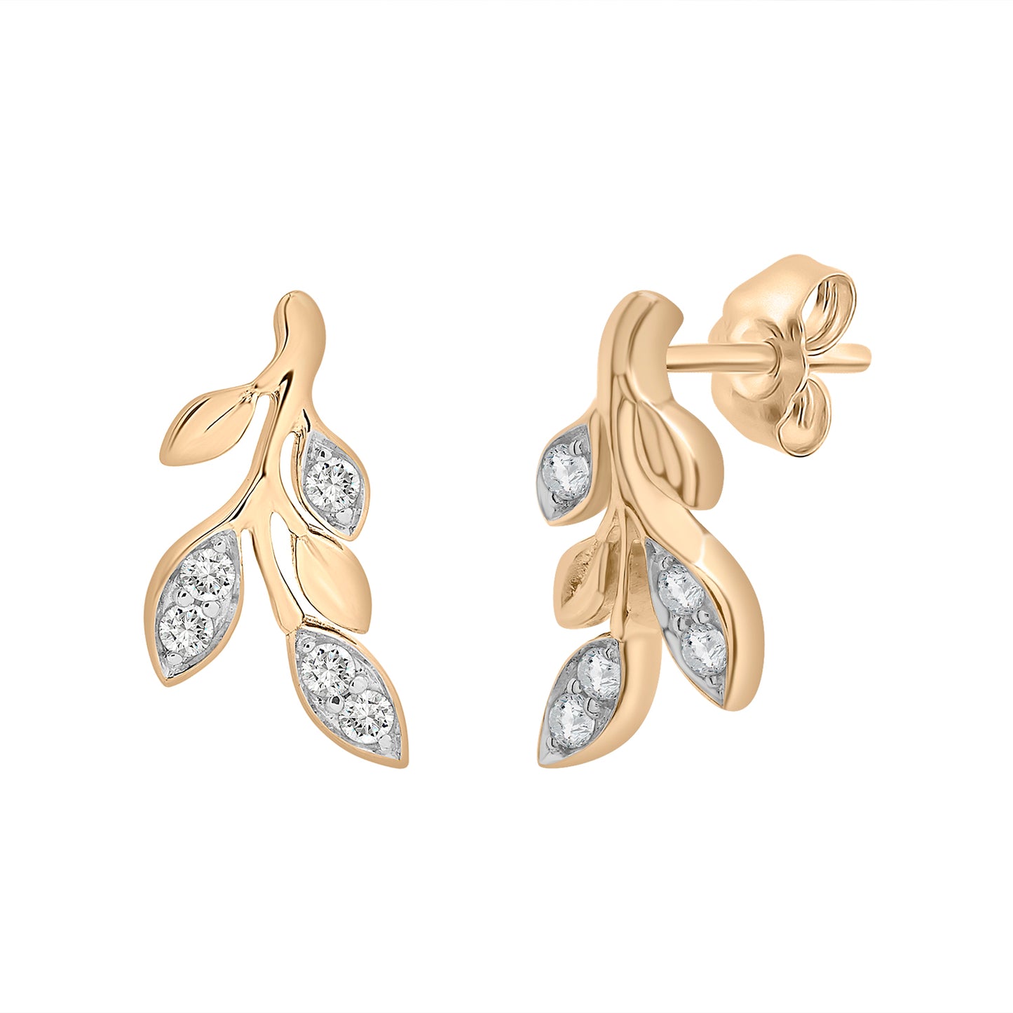 Desi Diamond Leaf Stud Earrings