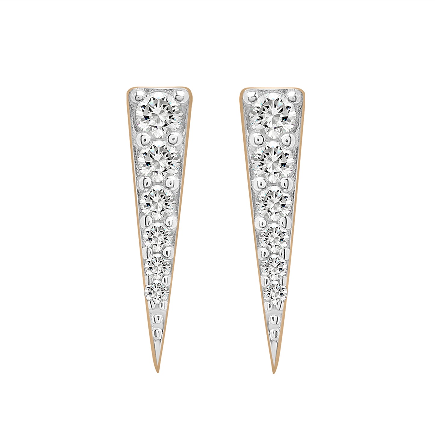 Demi Diamond Spear Stud Earrings In Front View