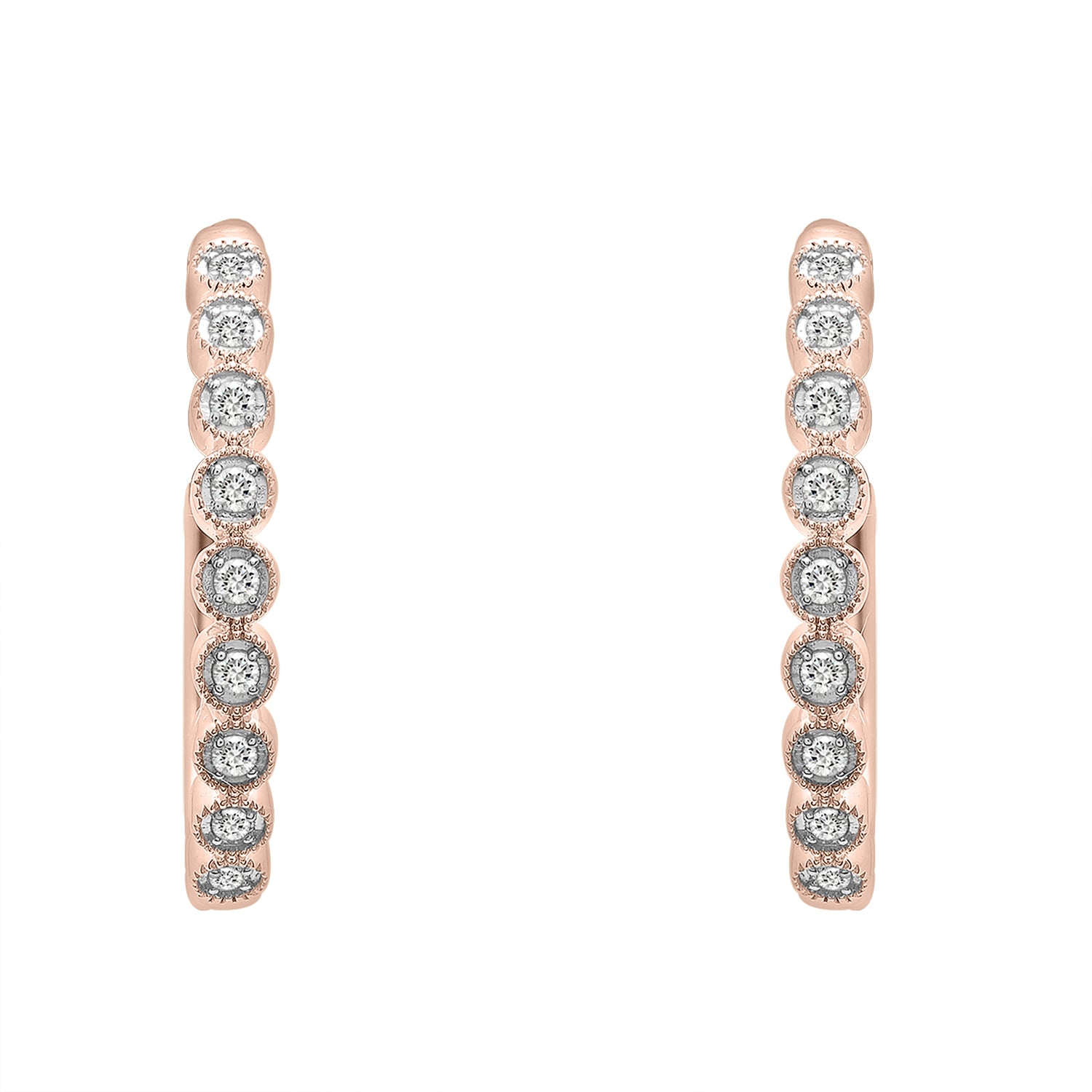 Elise Diamond Dot Hoop Earrings In Rose Gold