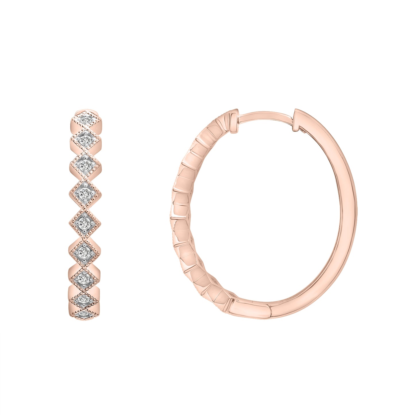 Essex Diamond Square Hoop Earrings Side View