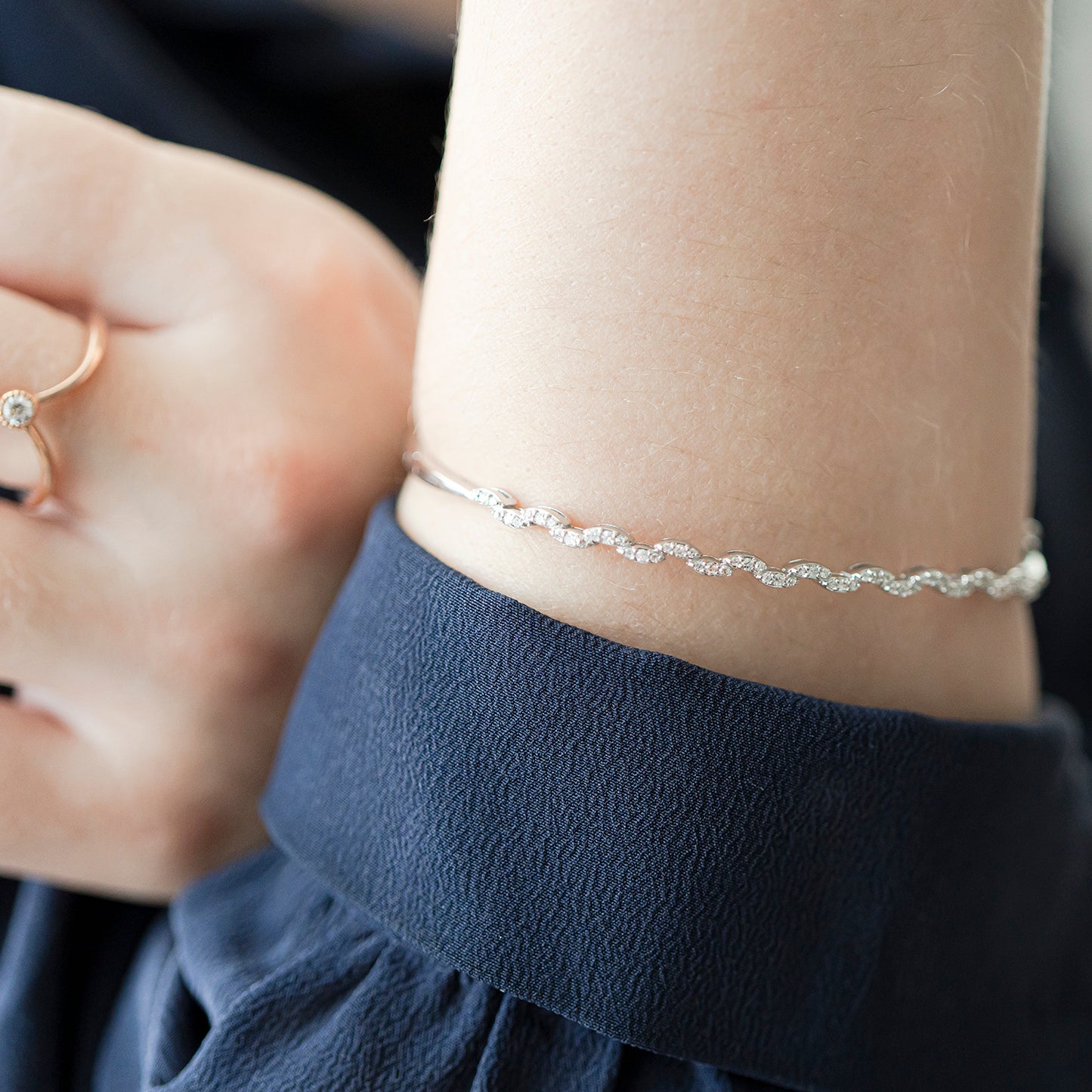 Bianca Diamond Marquise Shape Bangle in Lady's Hand