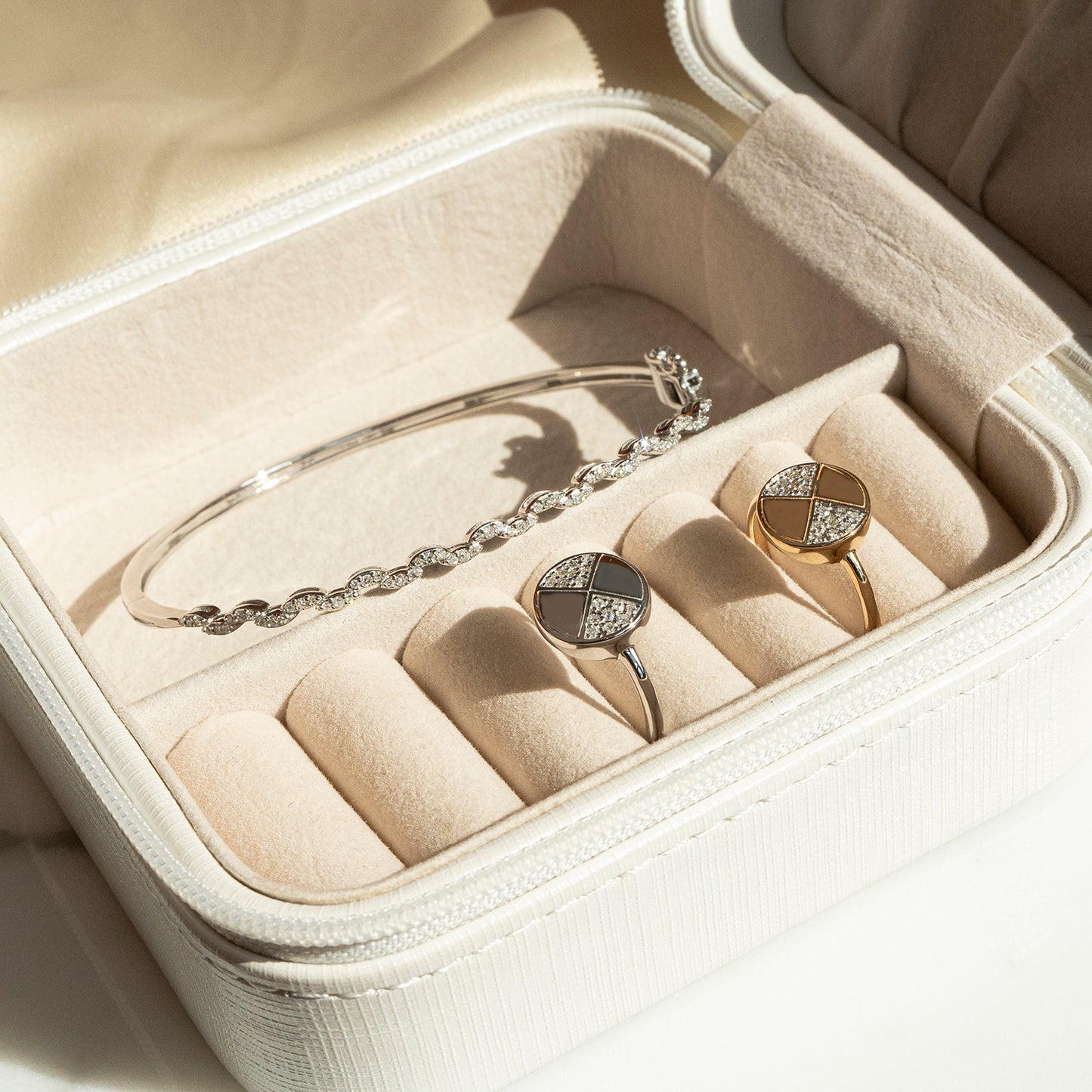Bianca Diamond Marquise Shape Bangle in box with Rings