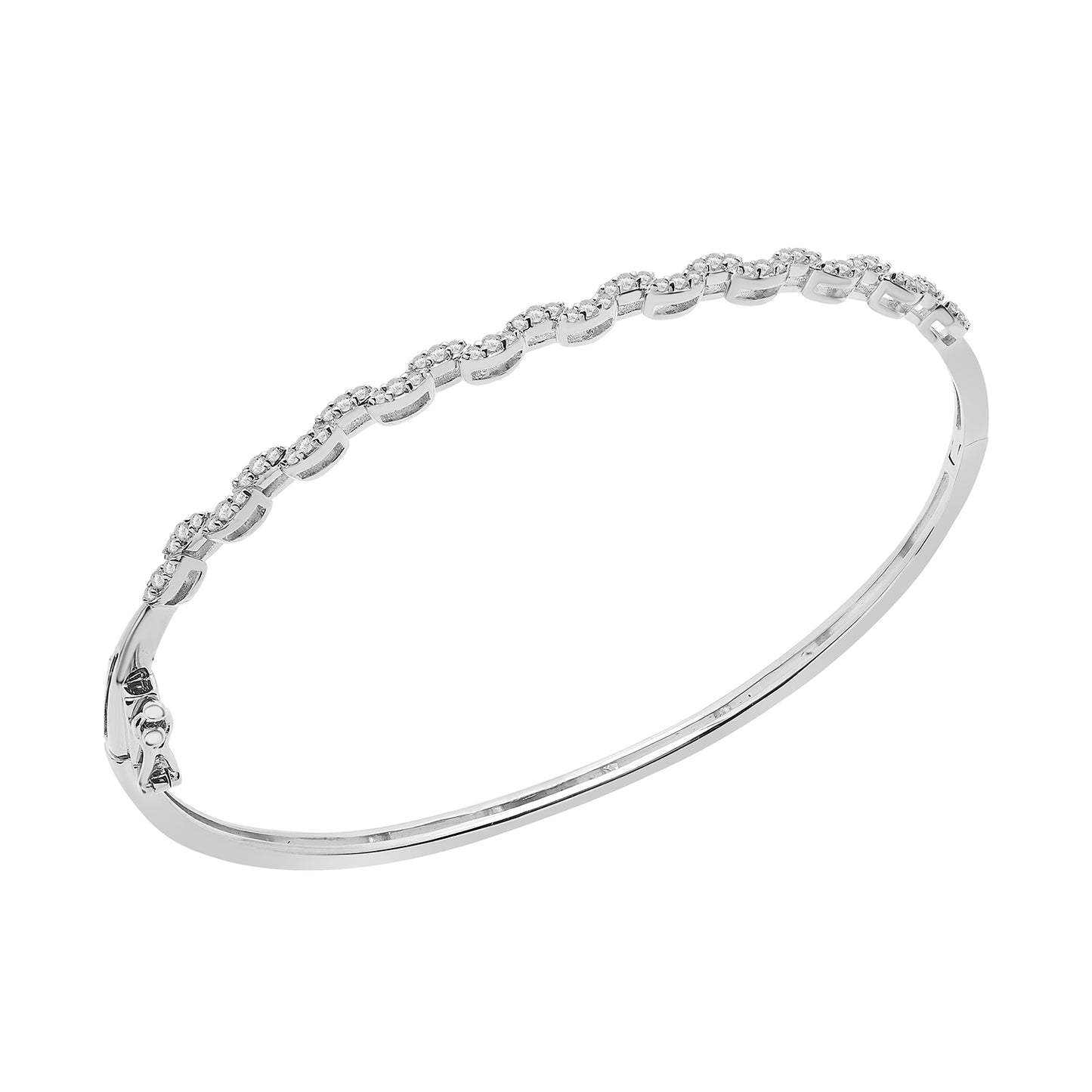 Bianca Diamond Marquise Shape Bangle in Silver