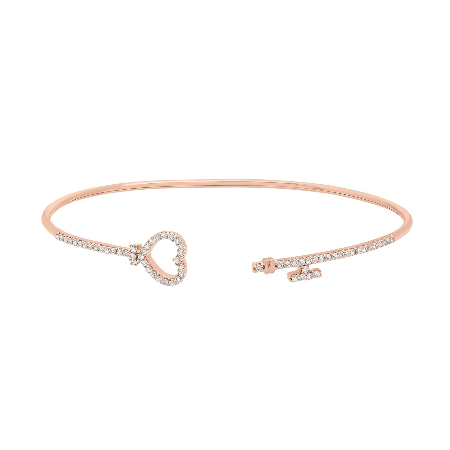 Brooklyn Lock and Heart Key Flexible Bangle with Gold