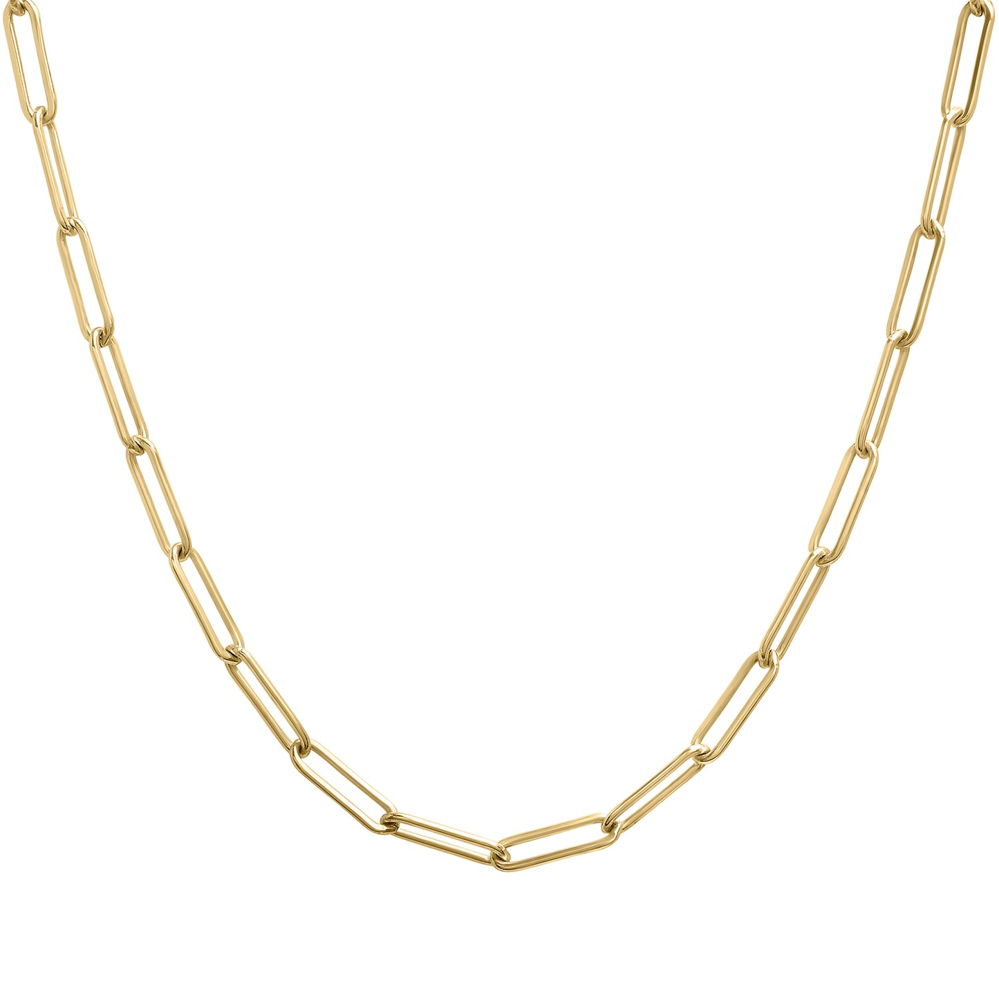 Paperclip Chain Necklace with Toggle Closure in Yellow Gold