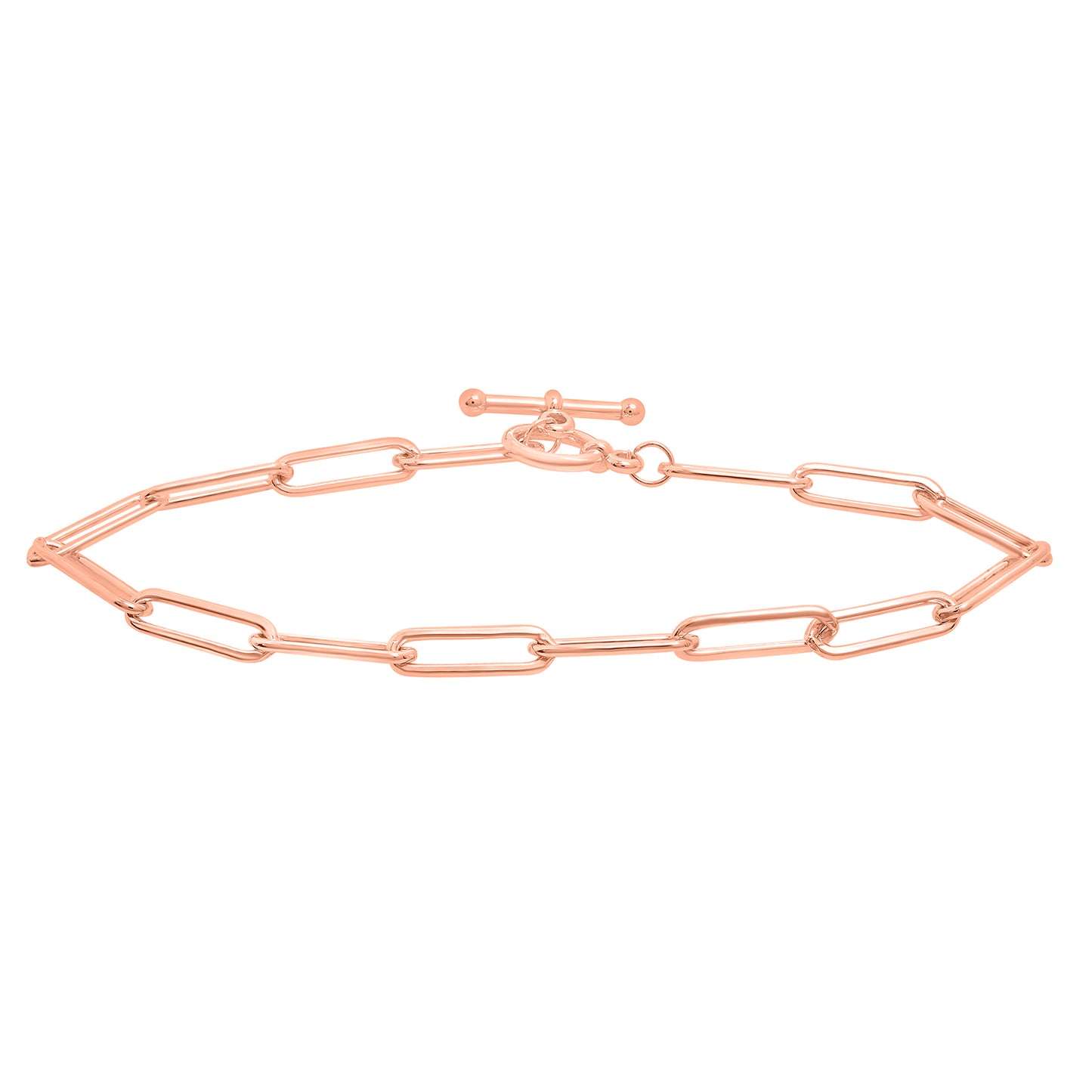 Paperclip Chain Bracelet with Toggle Closure in Rose Gold