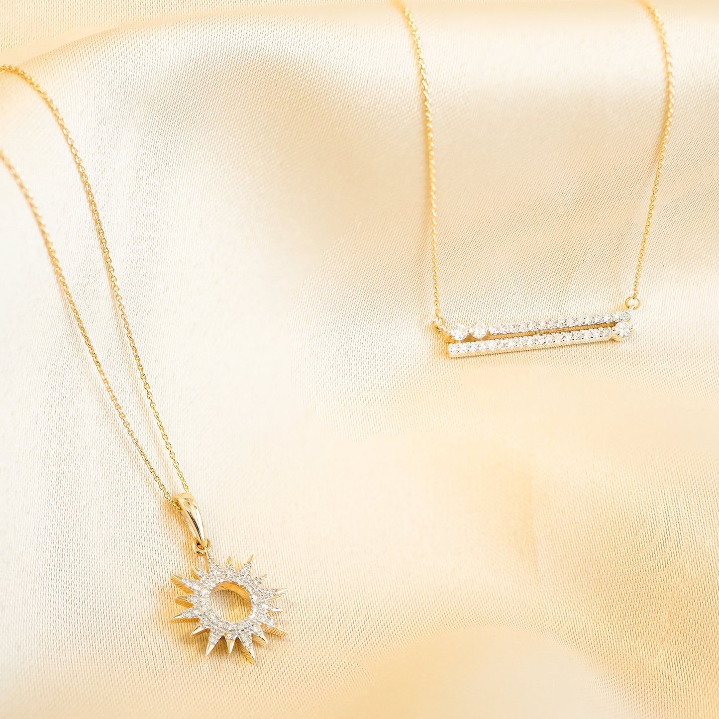 Ella Diamond Double Bar Necklace With Different Shape