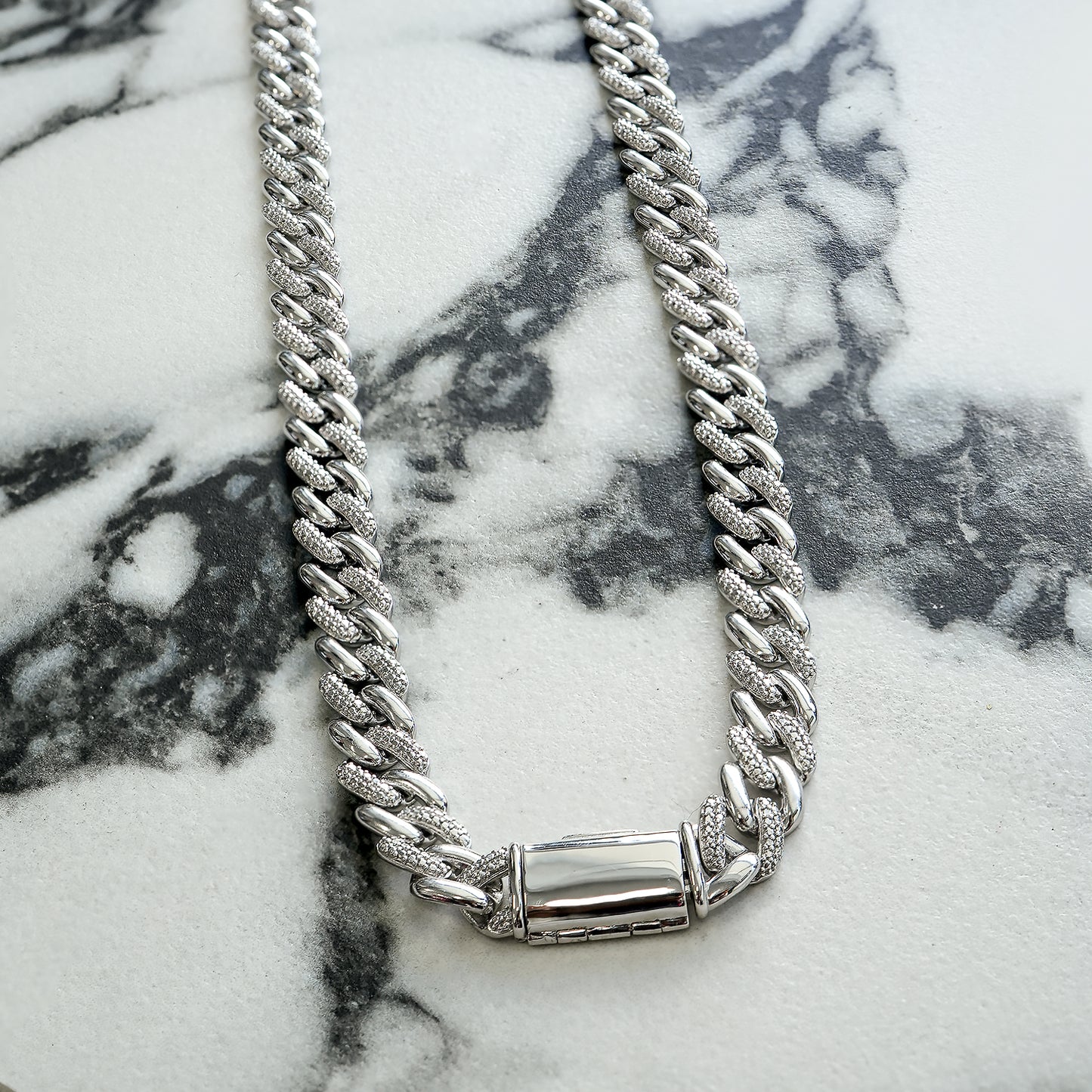 Diamond Curb Link Necklace Placed On The Table