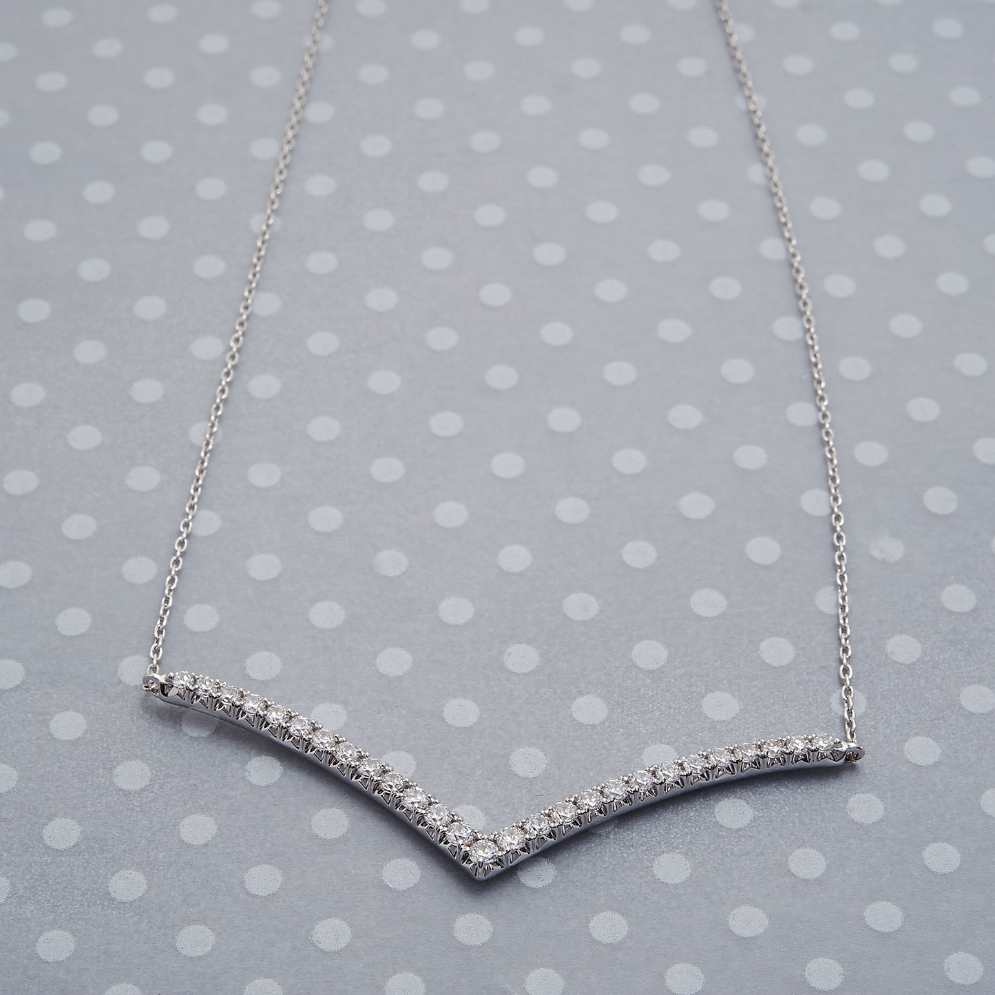 Diamond Necklace Silver V shape