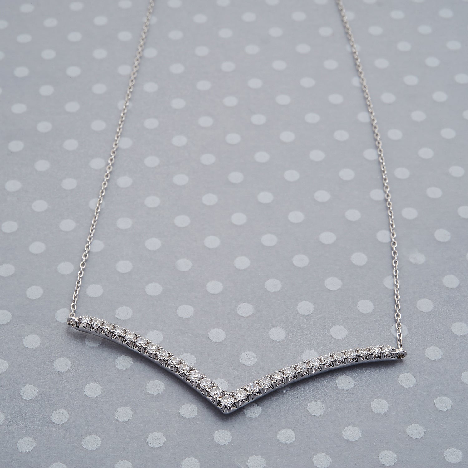 Diamond Necklace Silver V shape