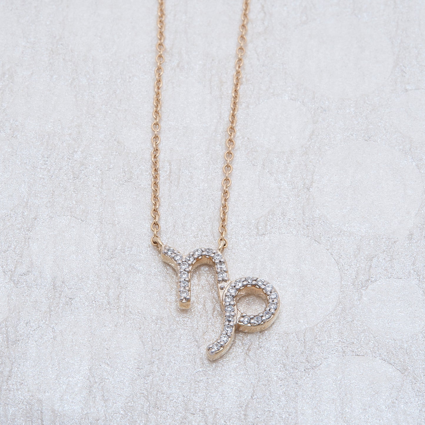Capricorn Zodiac Diamond Necklace with Gold Chain