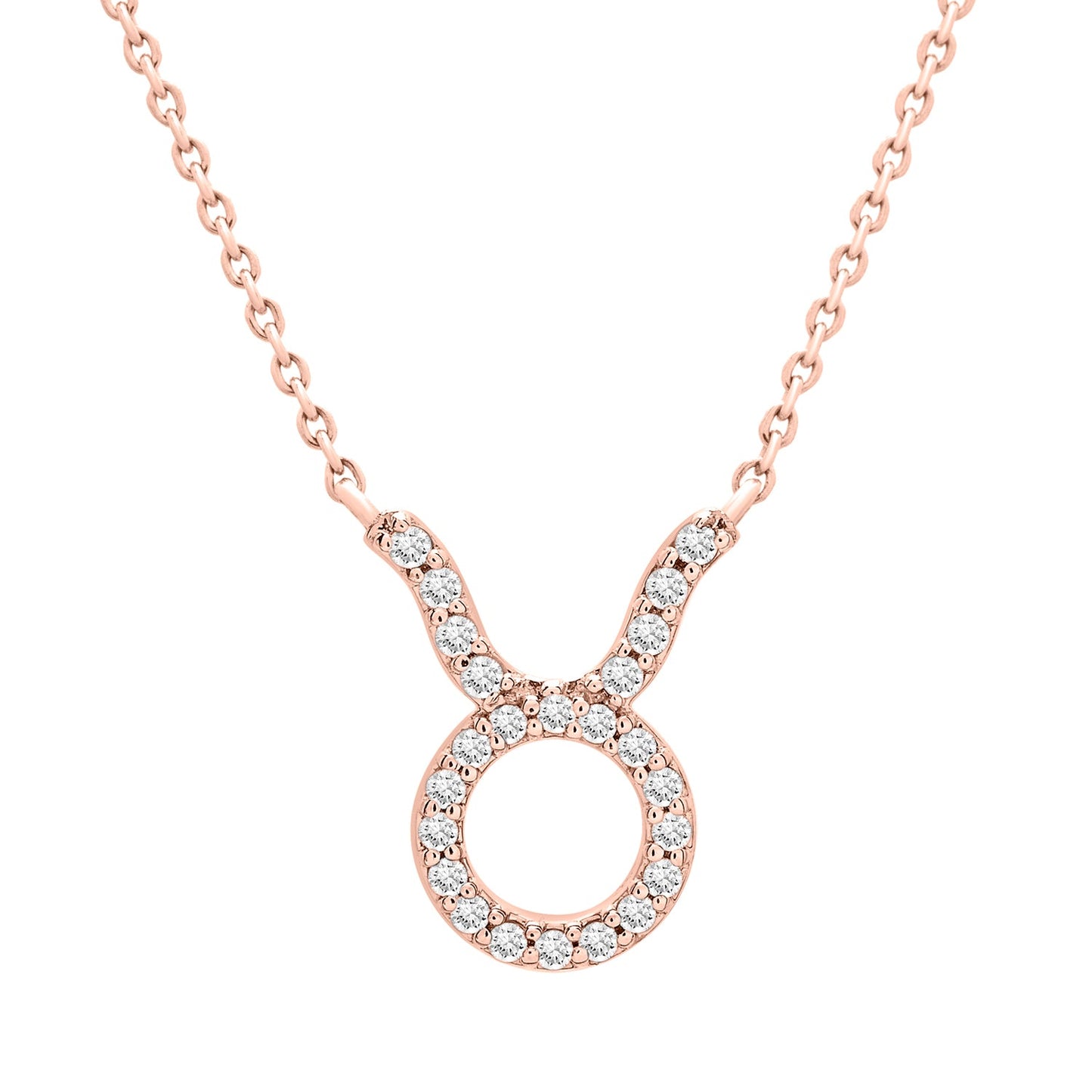 Taurus Zodiac Diamond Necklace in Rose Gold