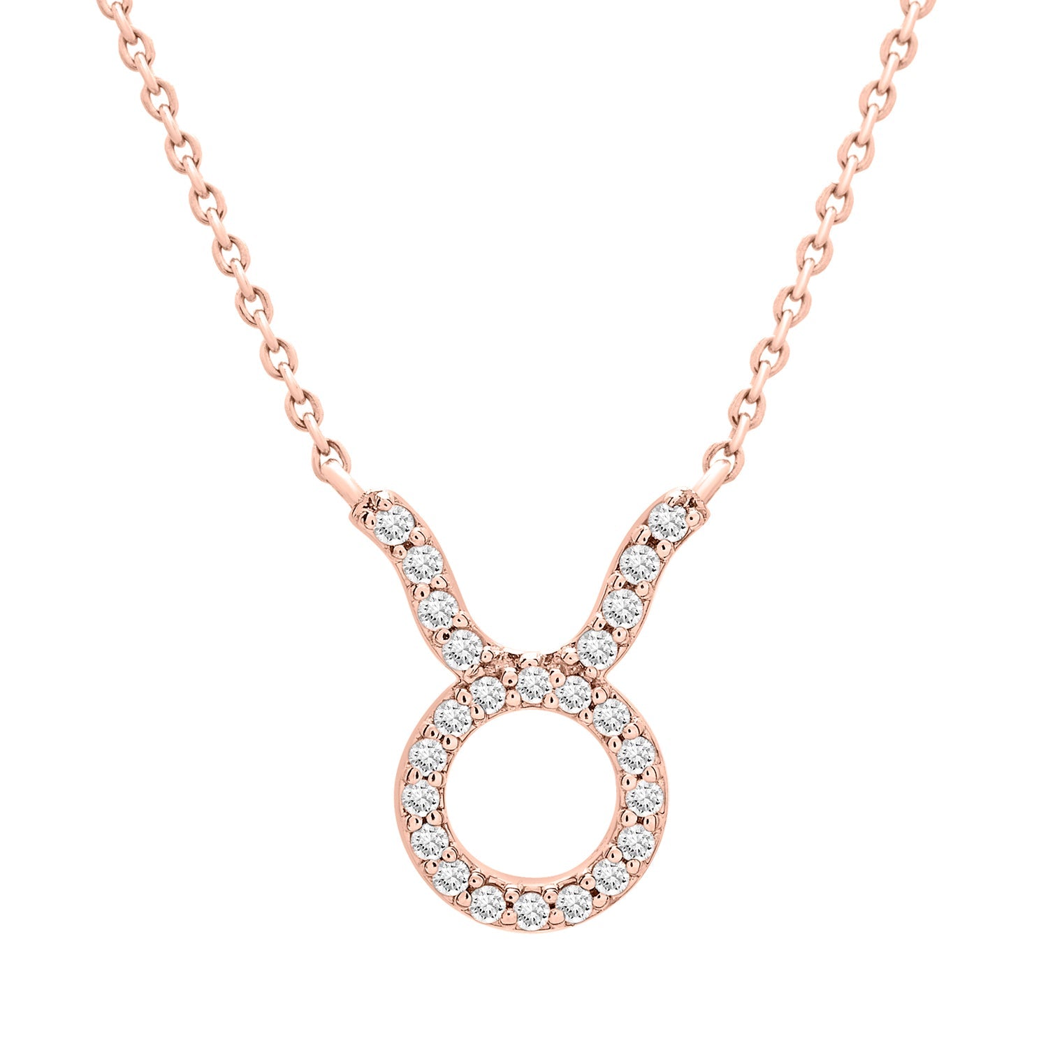 Taurus Zodiac Diamond Necklace in Rose Gold