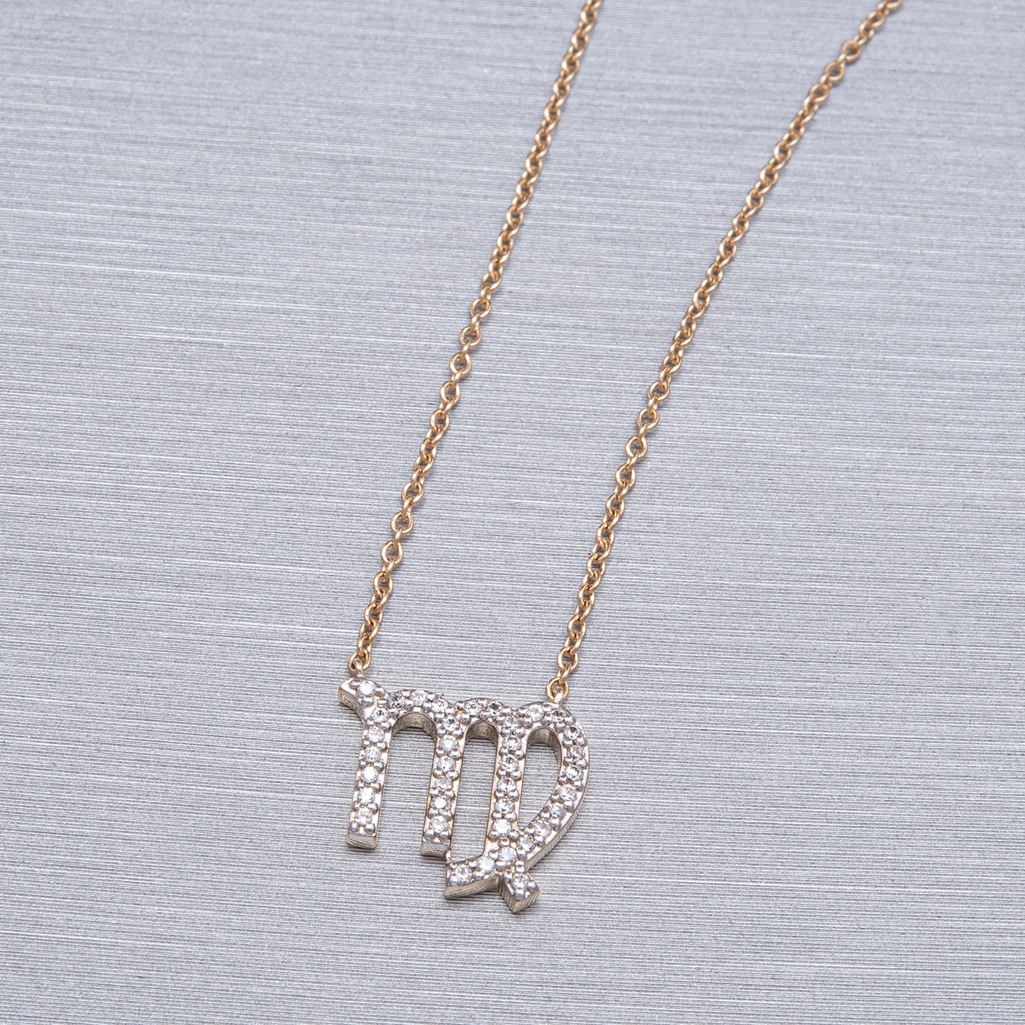 Virgo Zodiac Diamond Necklace in Yellow Gold