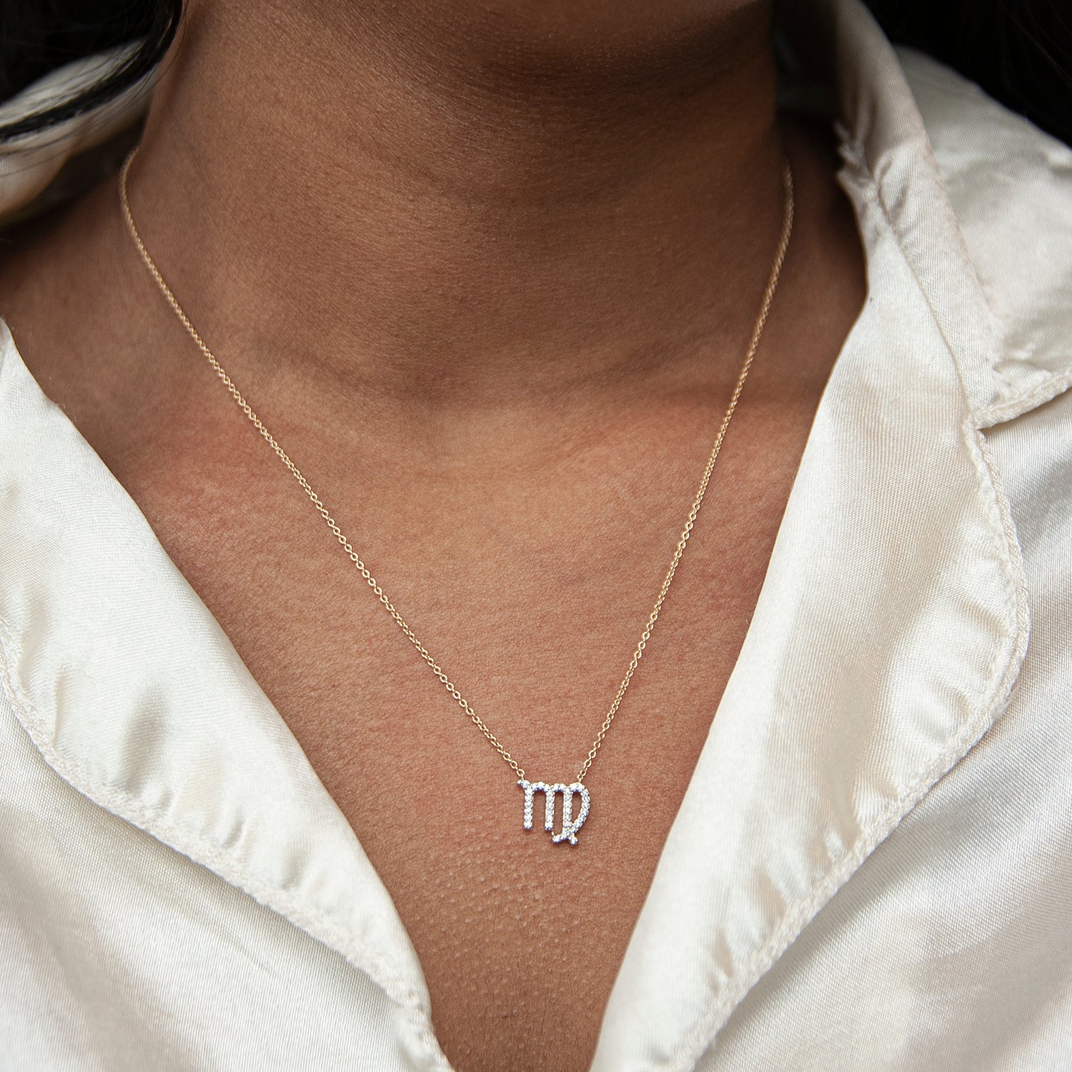 Virgo Zodiac Diamond Necklace for Neck