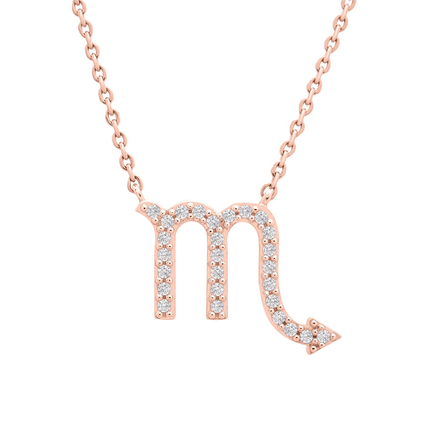 Scorpio Zodiac Diamond Necklace in Rose Gold