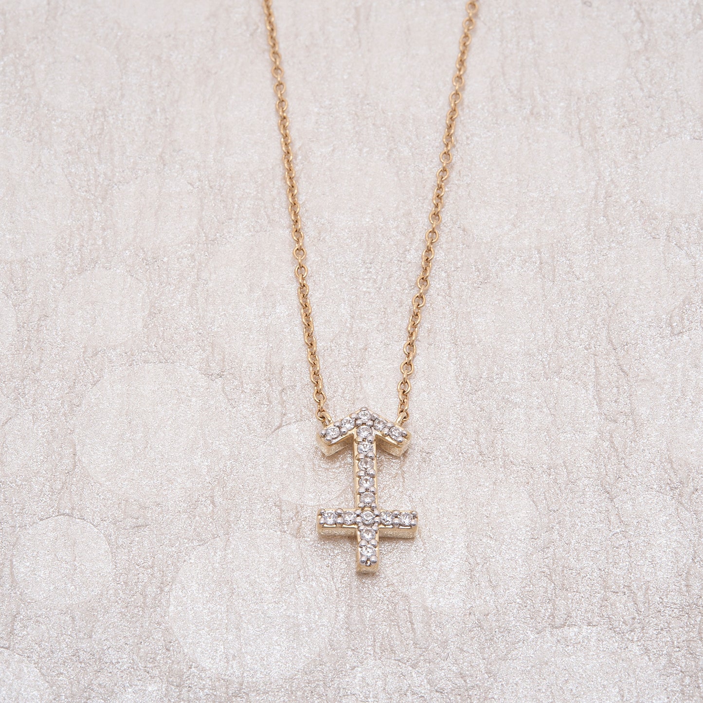 Sagittarius Zodiac Diamond Necklace in Yellow Gold
