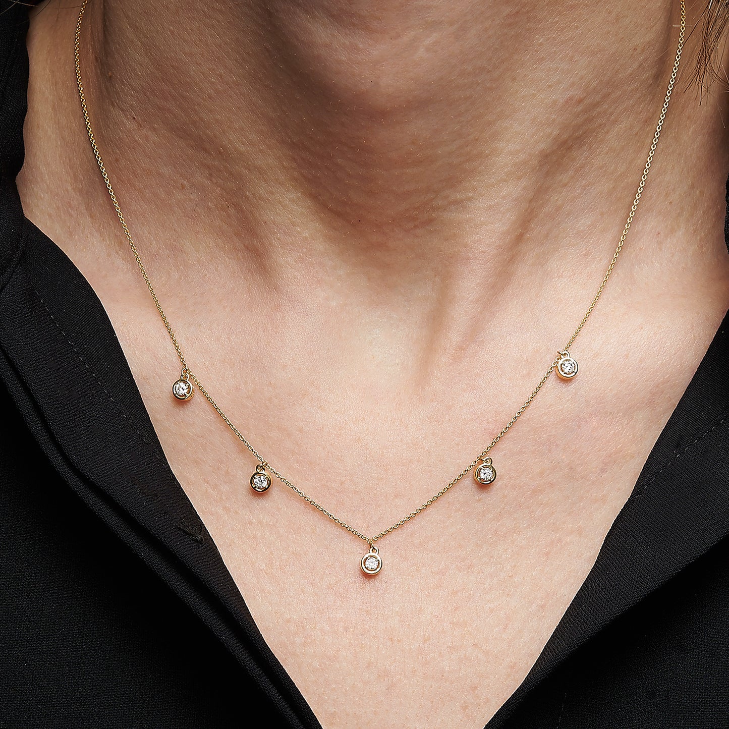 Diamond Station Necklace in Men's Neck