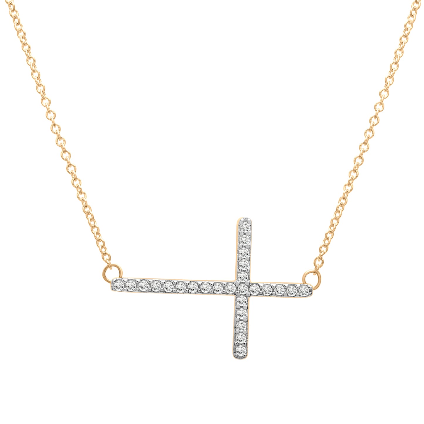 Chelsea Sideways Cross Diamond Necklace