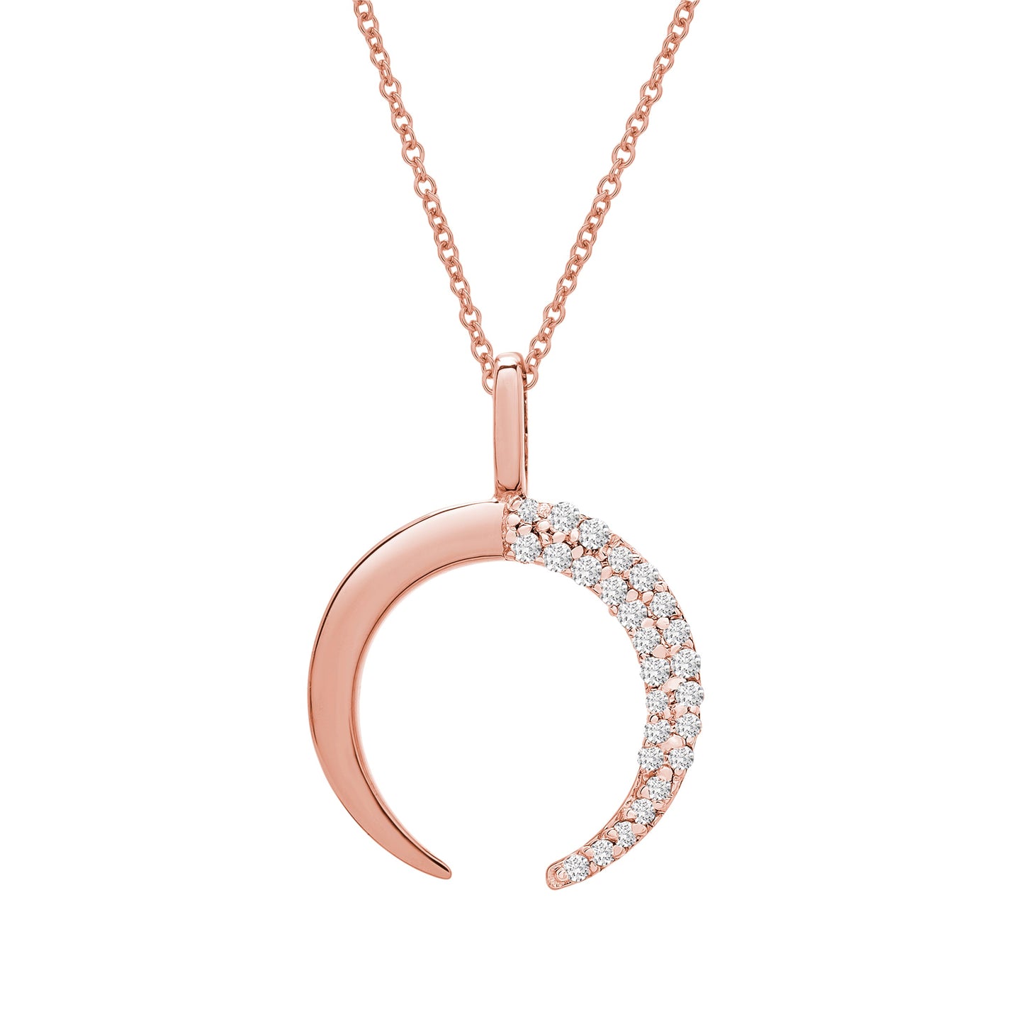 Perla Diamond Moon Crescent Pendant in Rose Gold