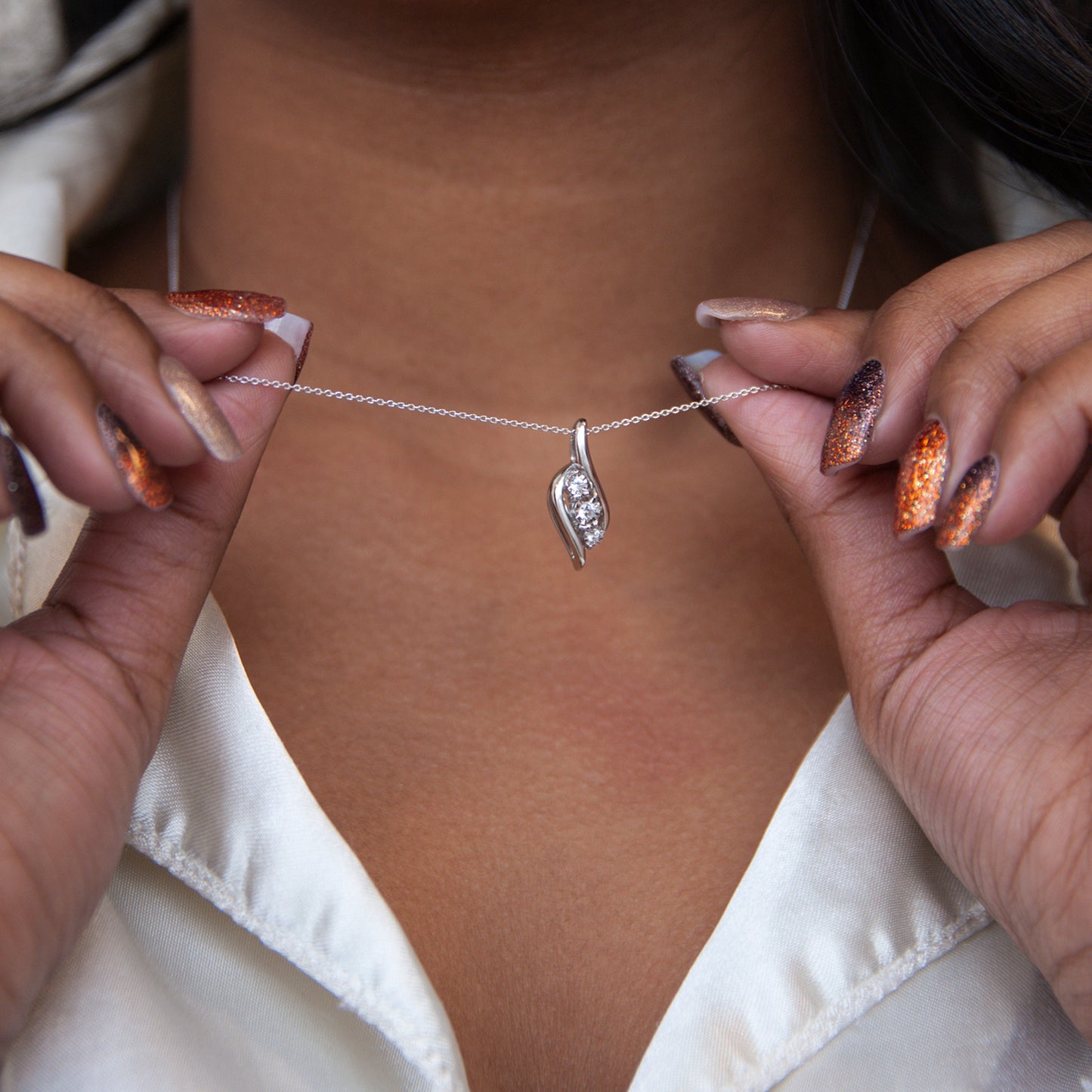 Pua Diamond Pod Pendant in Sterling Silver