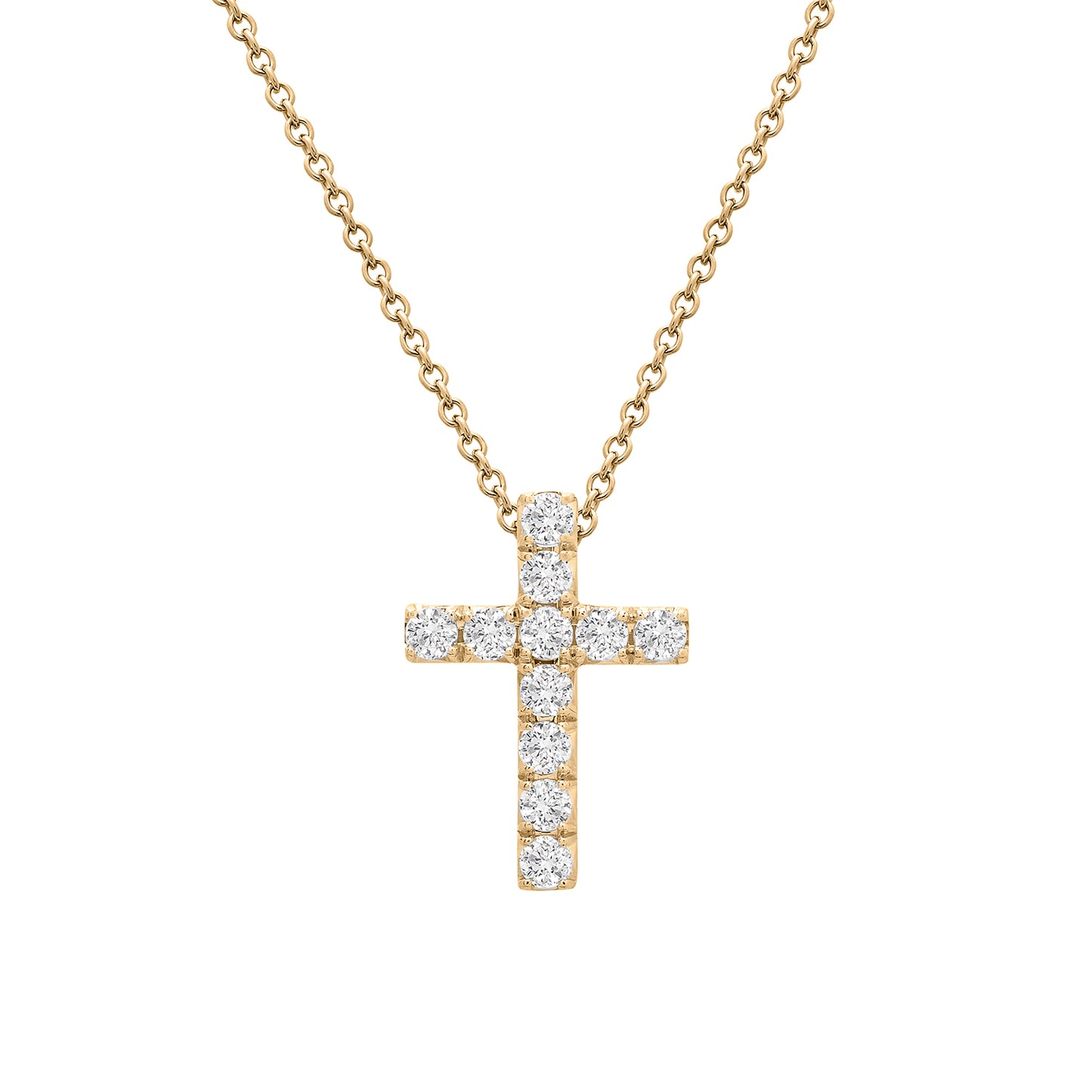 Prejet Cross Diamond Pendant in Yellow Gold