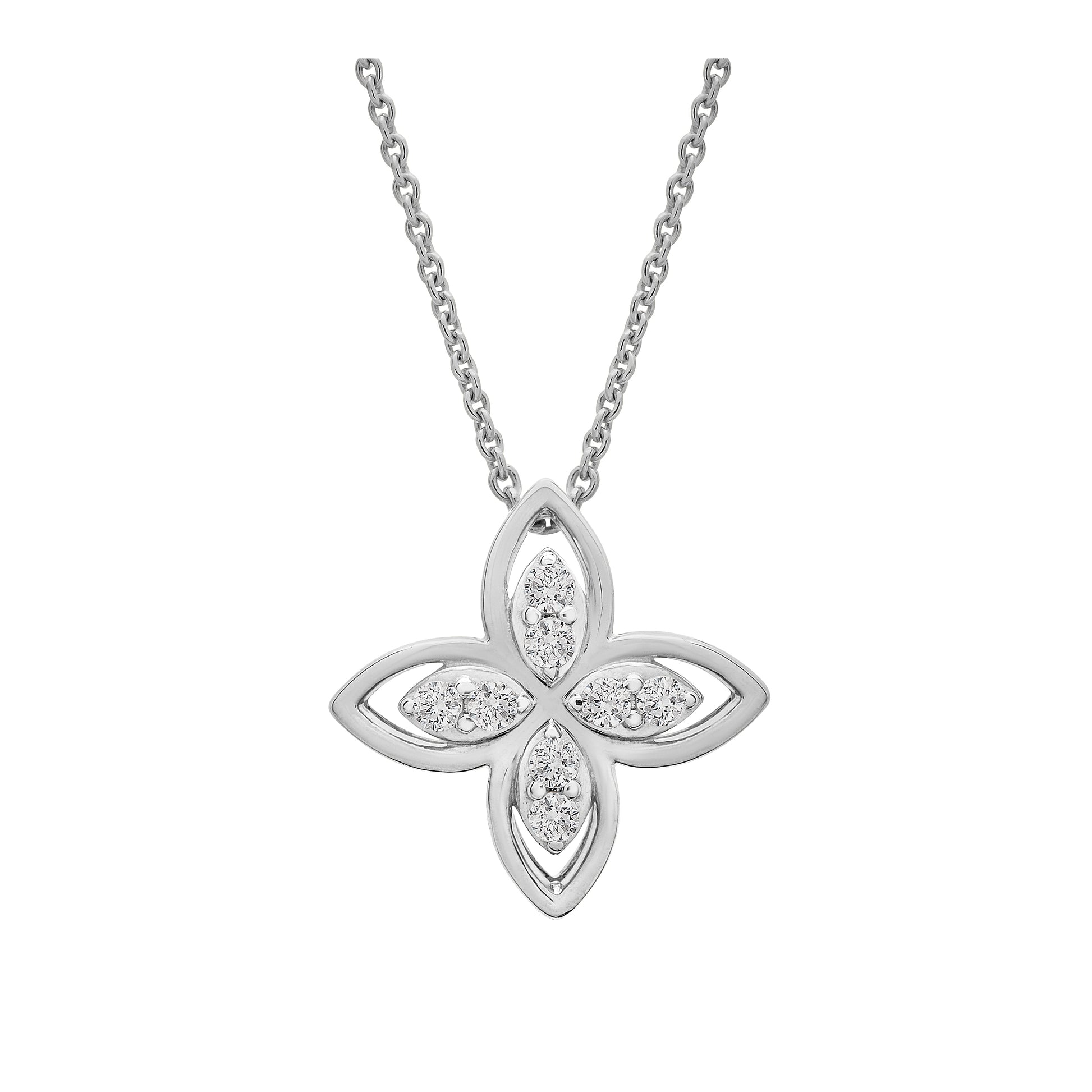 Paris Diamond Flower Pendant in White Gold