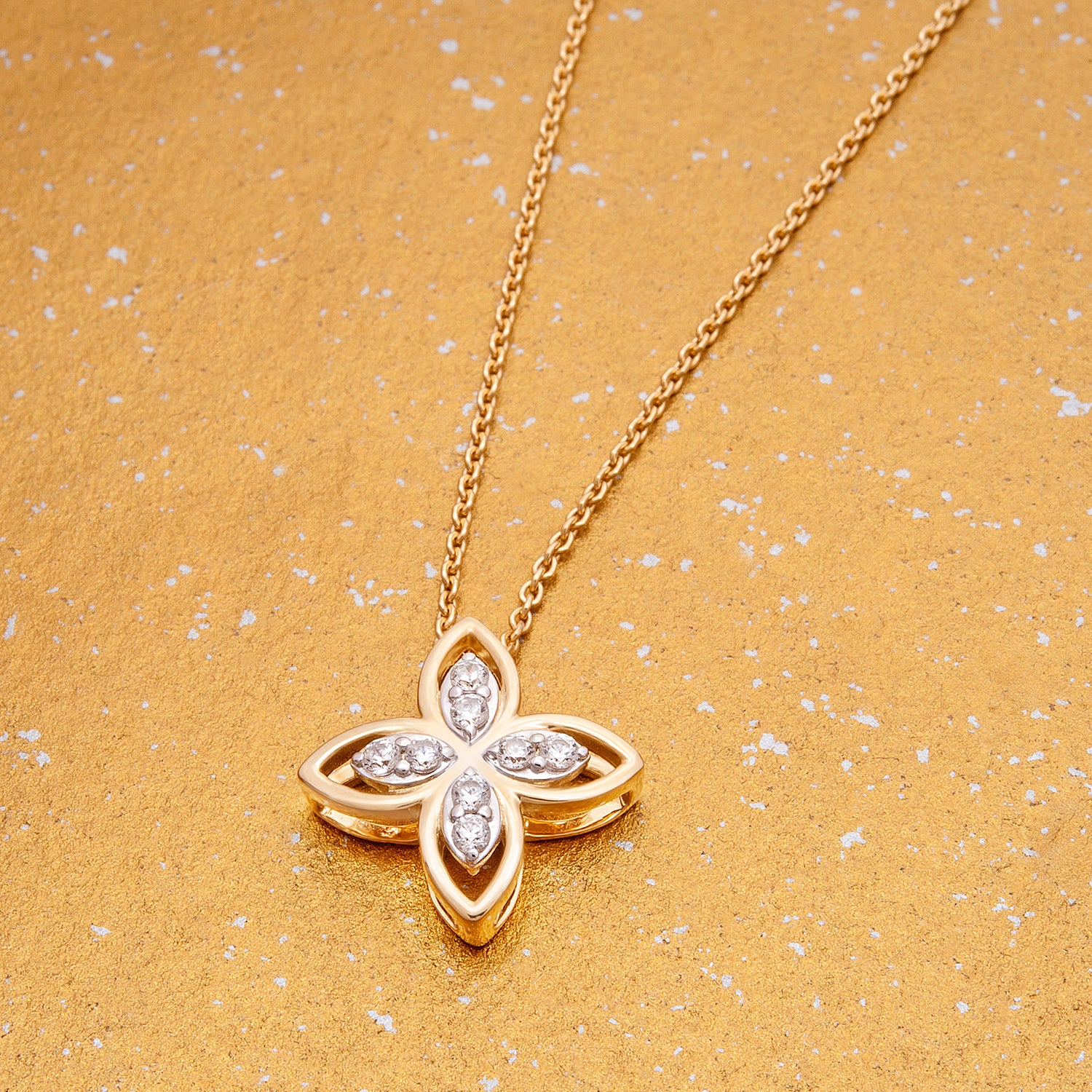 Paris Flower Pendant with Diamonds for Neck
