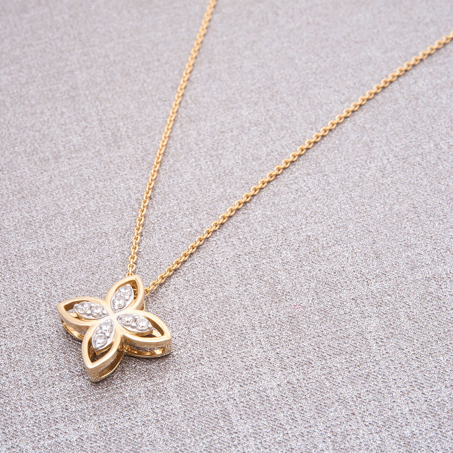 Paris Flower Pendant with Diamonds