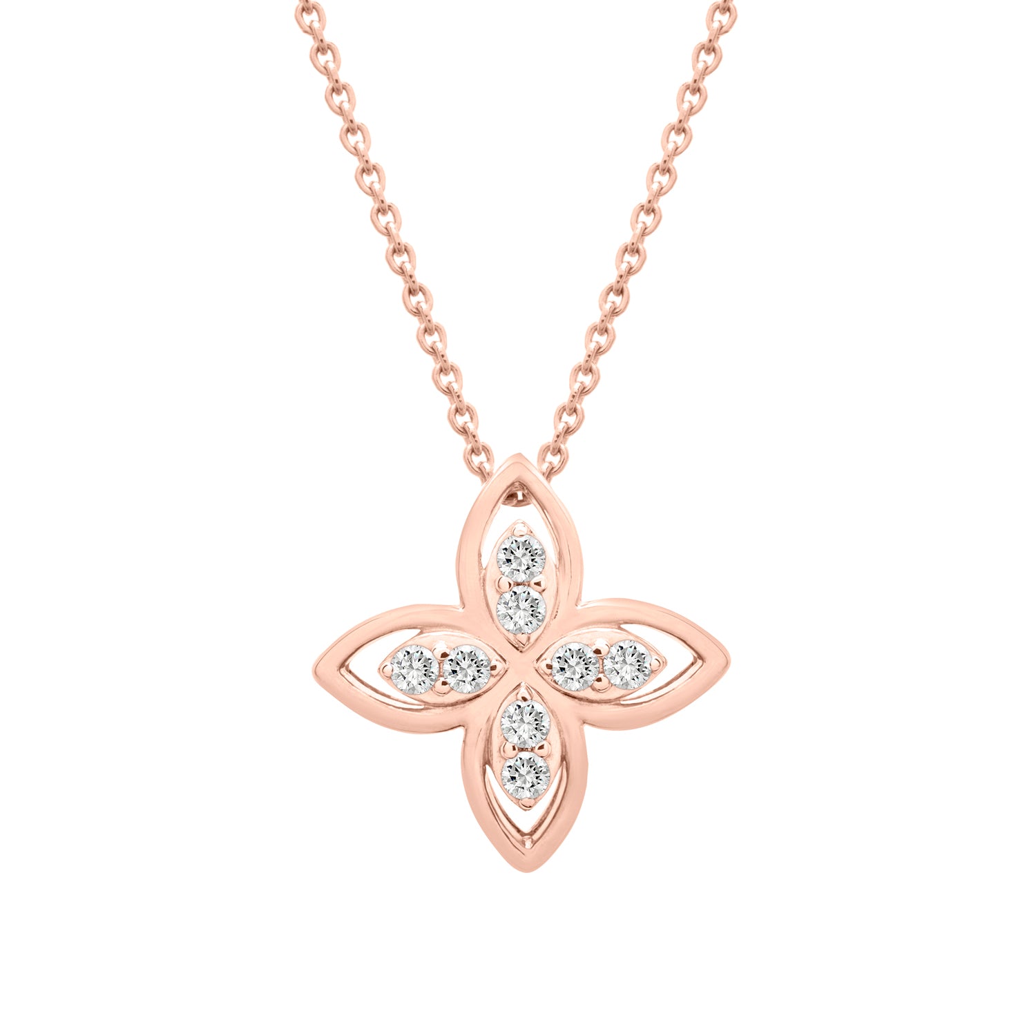 Paris Diamond Flower Pendant in Rose Gold