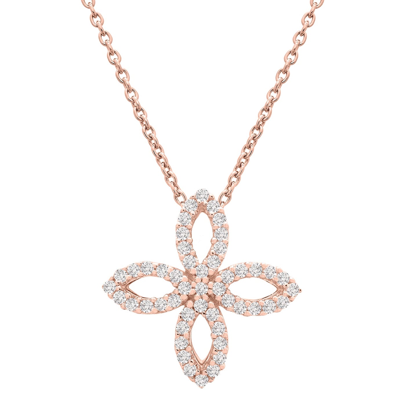 Posy Diamond Flower Pendant in Rose Gold