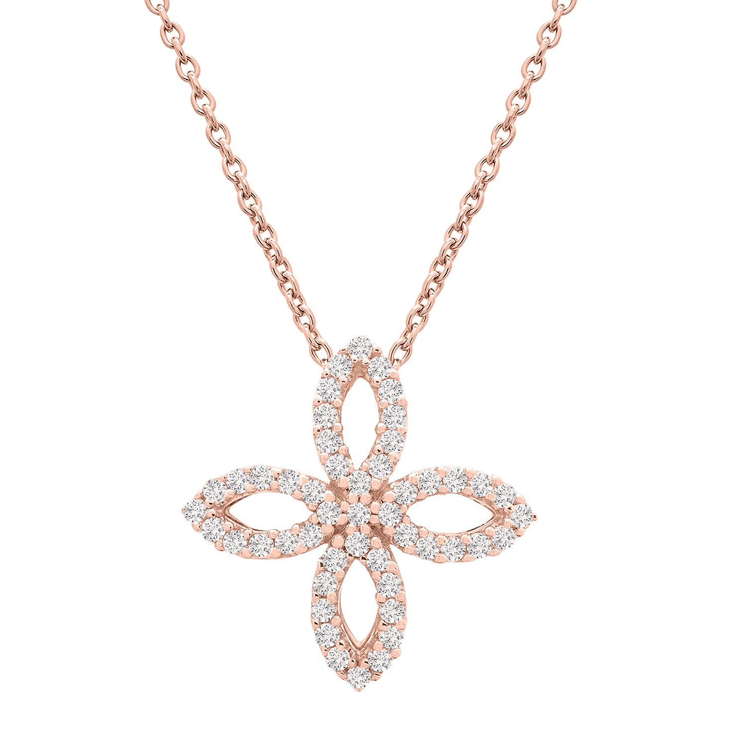 Posy Diamond Flower Pendant in Rose Gold
