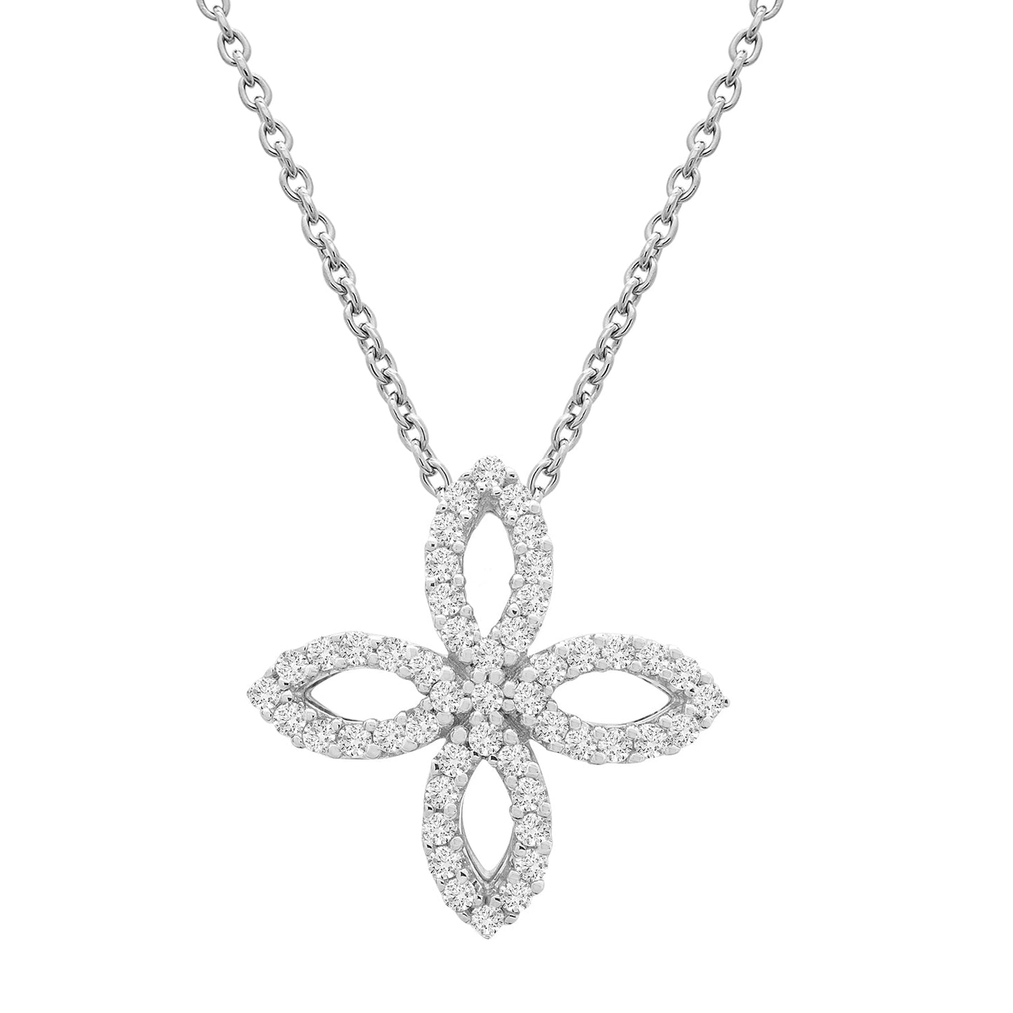 Posy Diamond Flower Pendant in White Gold