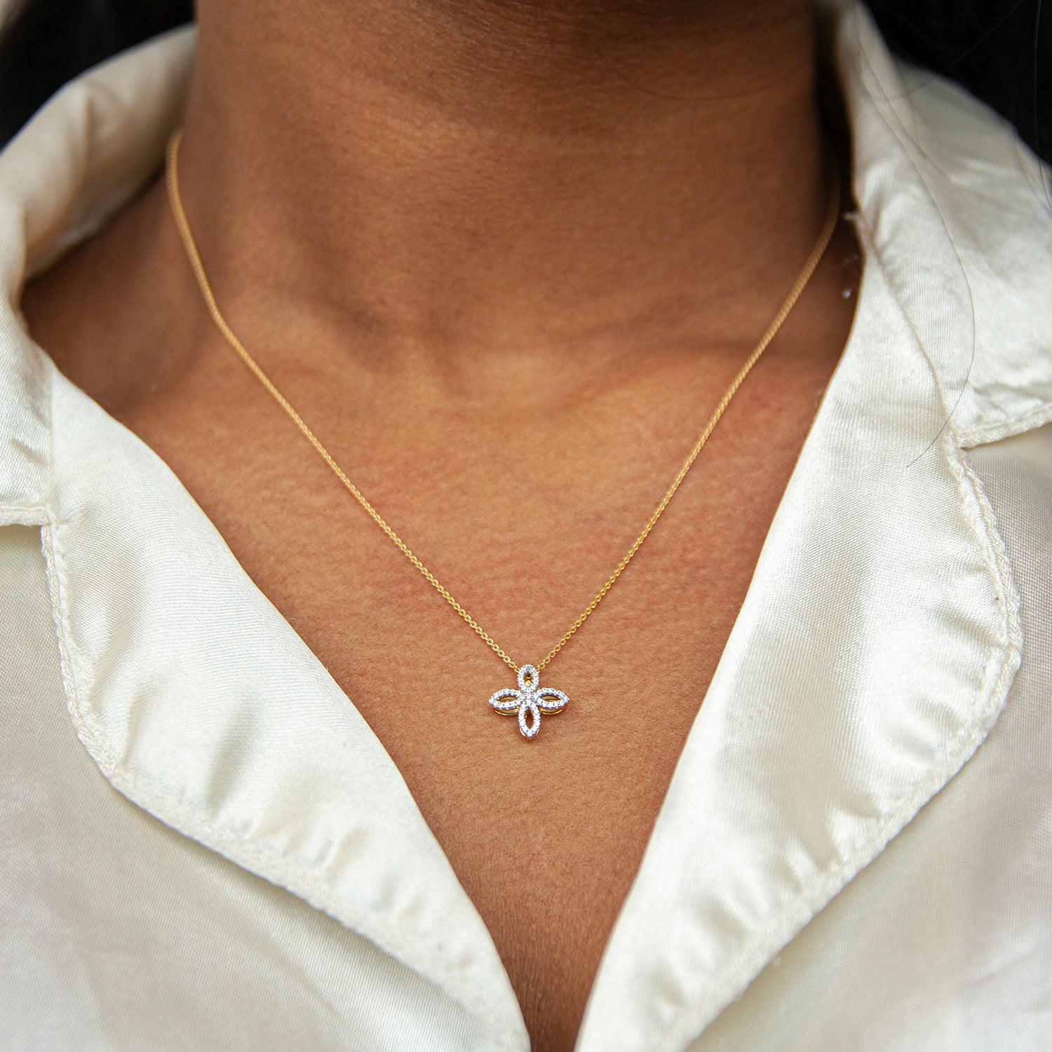 Posy Diamond Flower Pendant for Neck