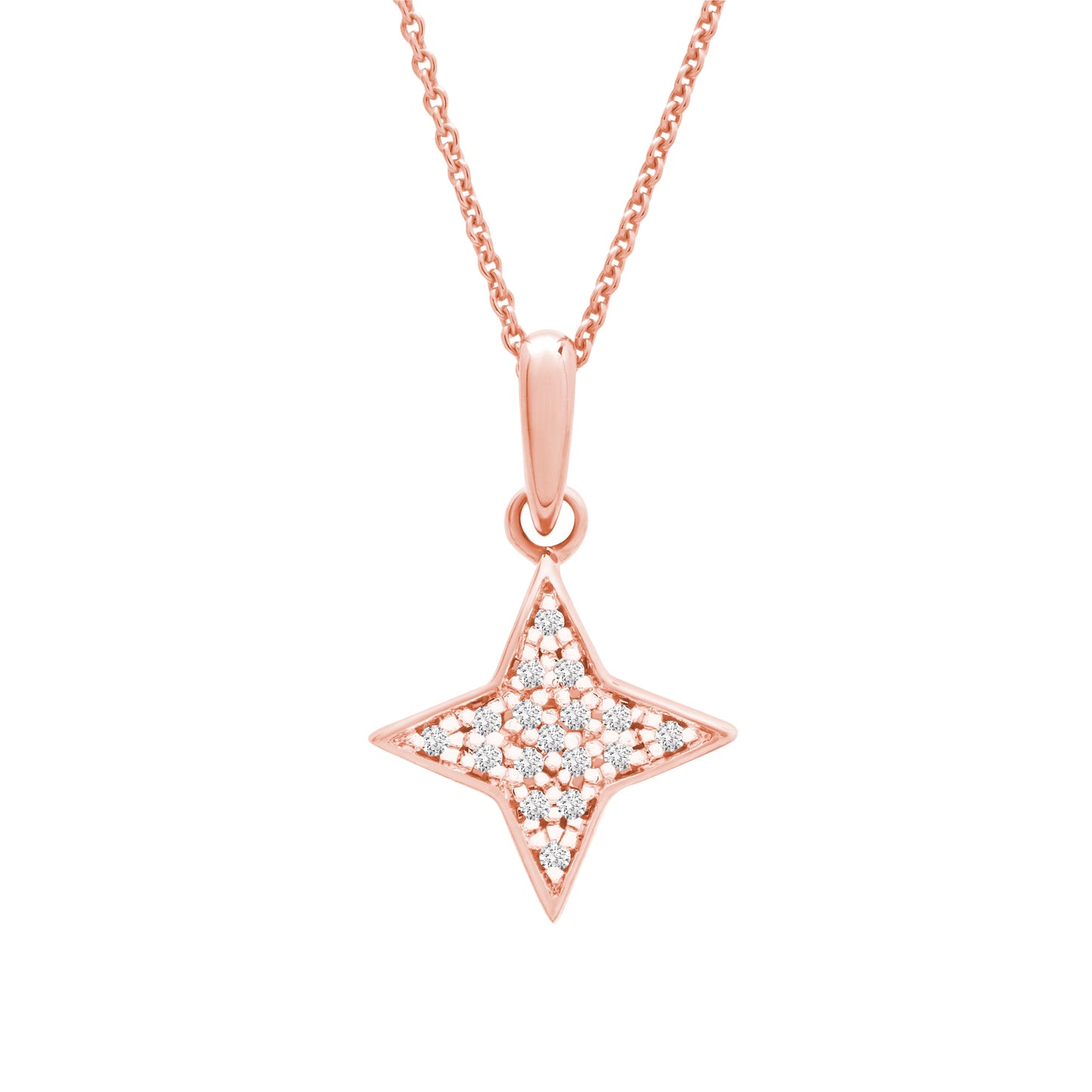 Prima Diamond Star Pendant in Rose Gold