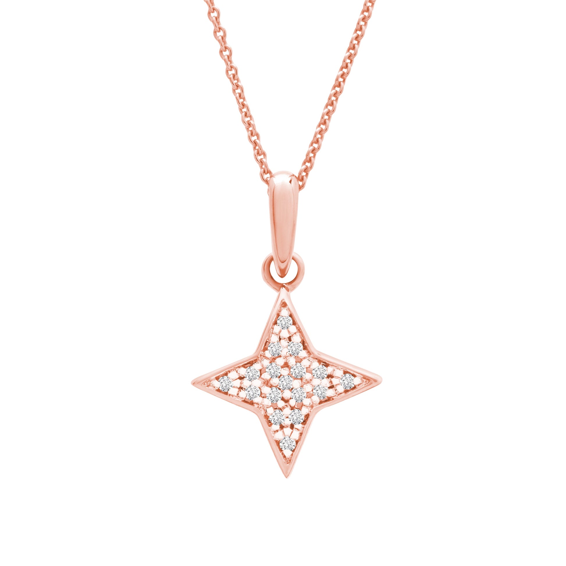 Prima Diamond Star Pendant in Rose Gold