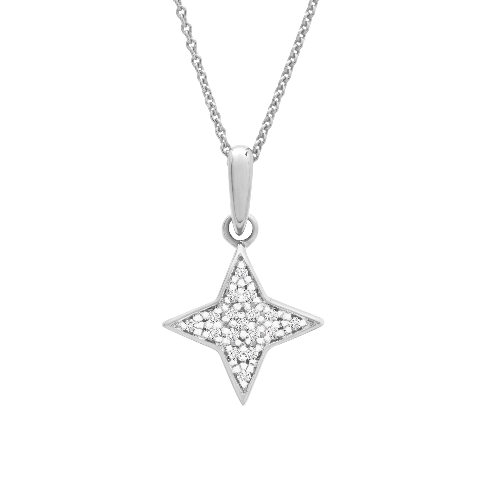 Prima Diamond Star Pendant in White Gold