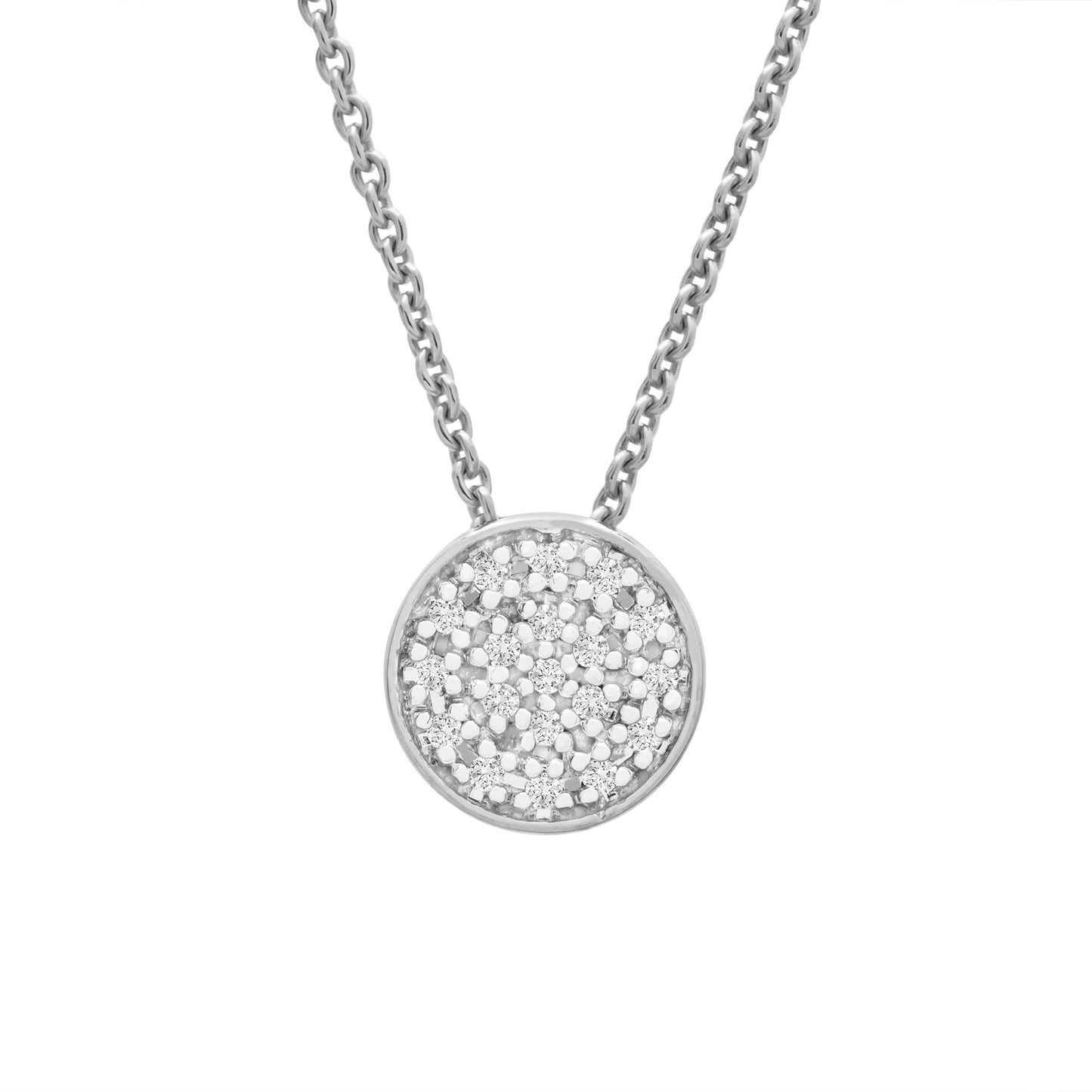 Poppy Round Diamond Pendant in White Gold